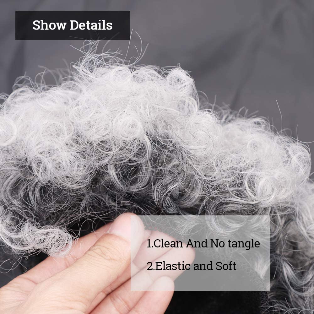 Yinmei Baibian Grey Afro Puff Drawstring Ponytail Hair Extensions 6 Inch Synthetic Hair for Black Women (1B/Grey)