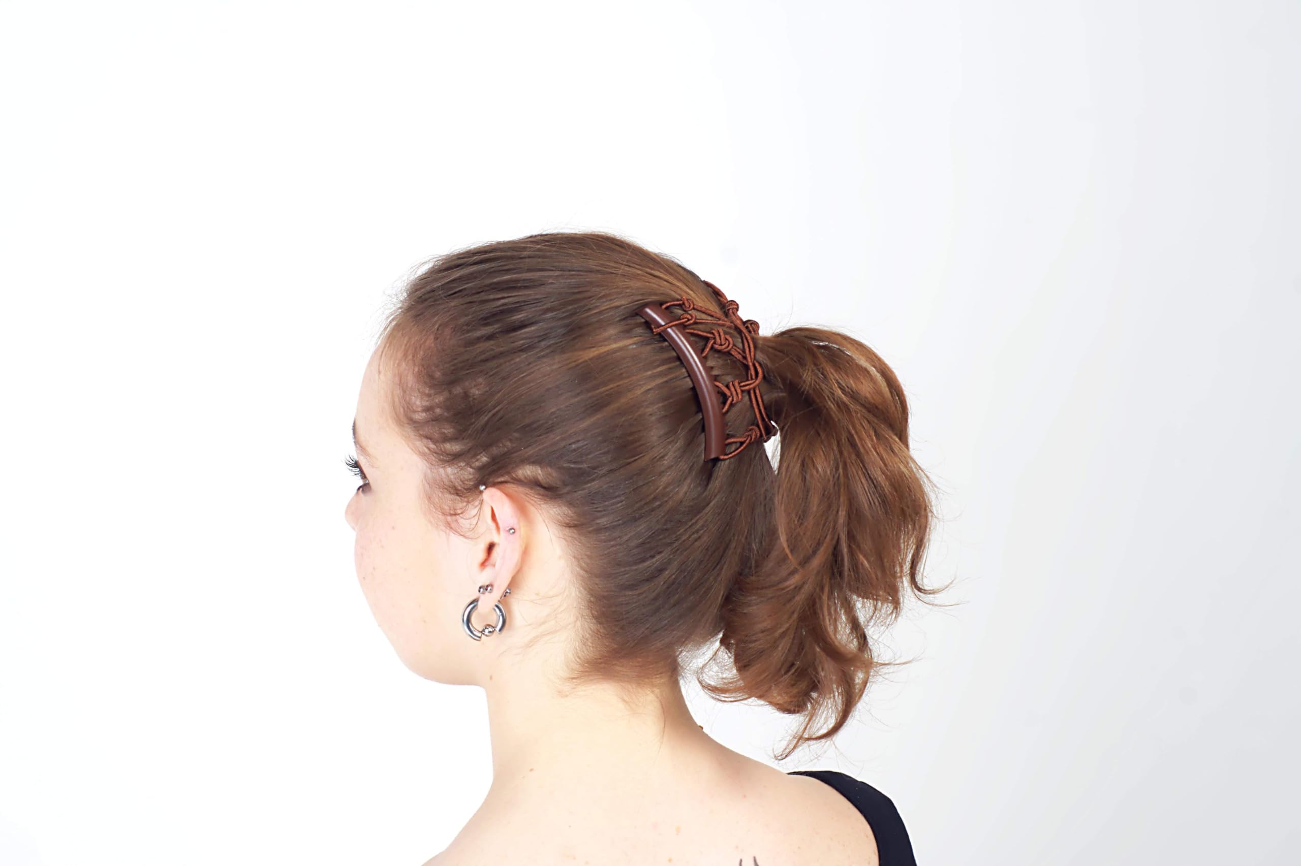 Original Comfy Comb - Double Comb For Fine Thin & Wavy Hair - Easy Ponytail Hairstyles And Long Lasting Updo'S (Pretzel Brown)