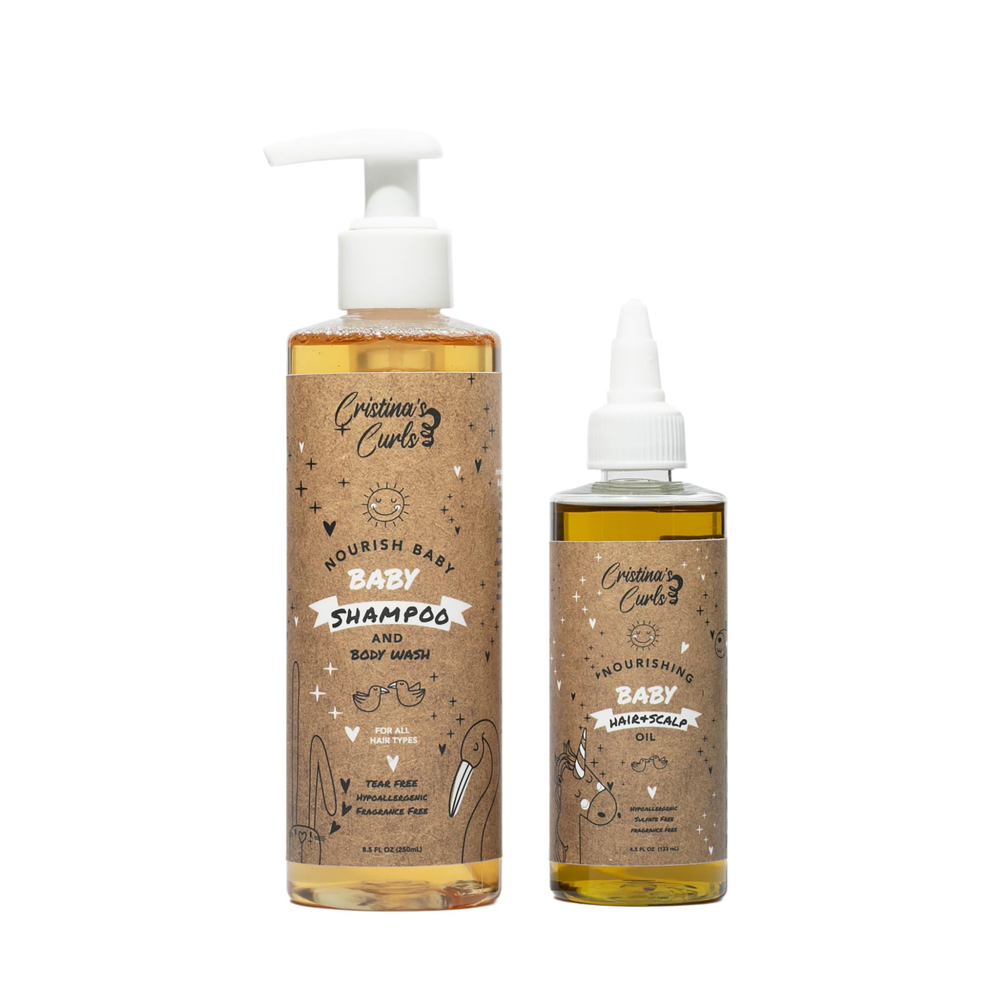 Cristinas Curls Nourishing Baby Wash Day Hair Bundle - Gentle Shampoo + Lightweight Scalp Oil