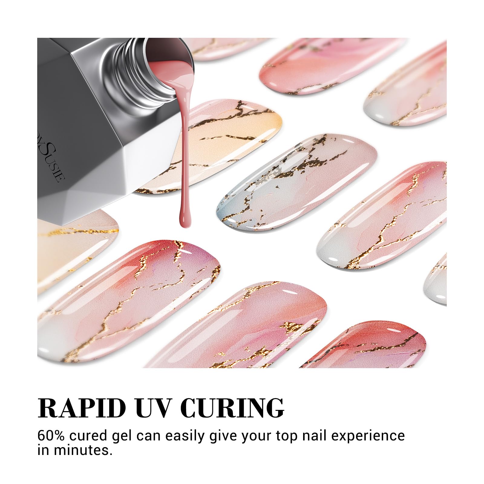 Melodysusie Semi Cured Gel Nail Strips (Celestial Glimmer)- Works With Nail Lamp, Salon-Quality, Long Lasting, Easy To Apply & R