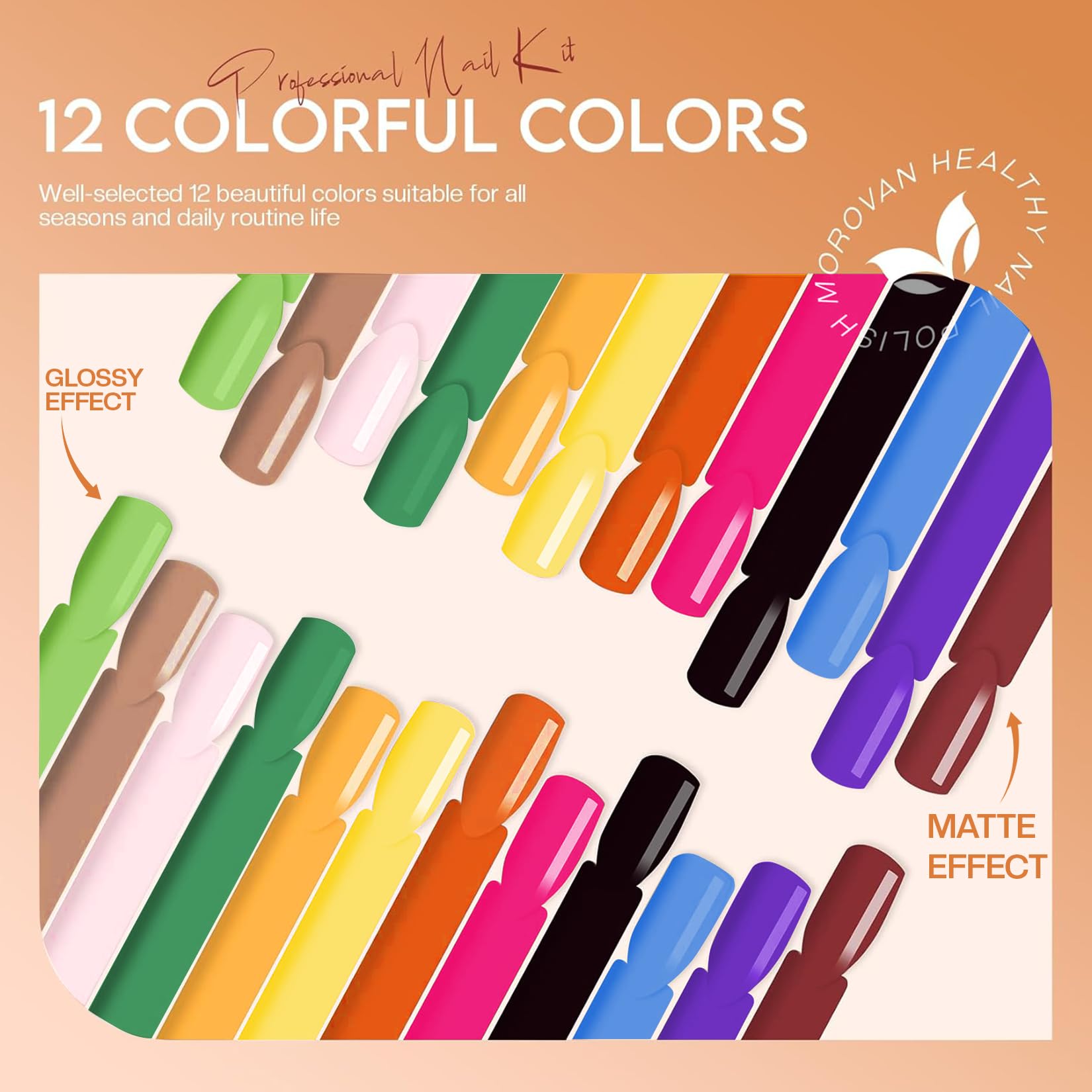Morovan Acrylic Powder Set - 12 Colors Acrylic Nail Powder Kit Professional Solid Colored Acrylic Nail Powder Polymer for Acryli