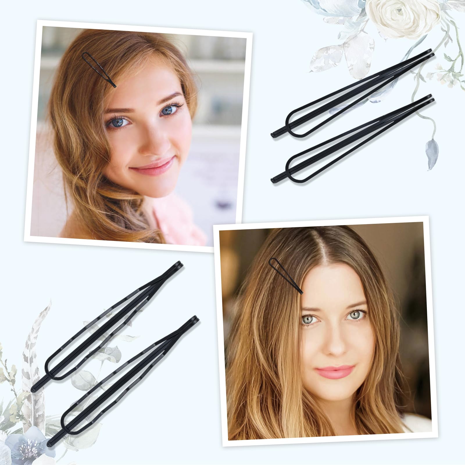 Cinaci 40 Pack 8 Styles Simple Plain Non Slip Black Metal Hair Clips Barrettes Bobby Pins Hair Accessories For Women Girls (Blac