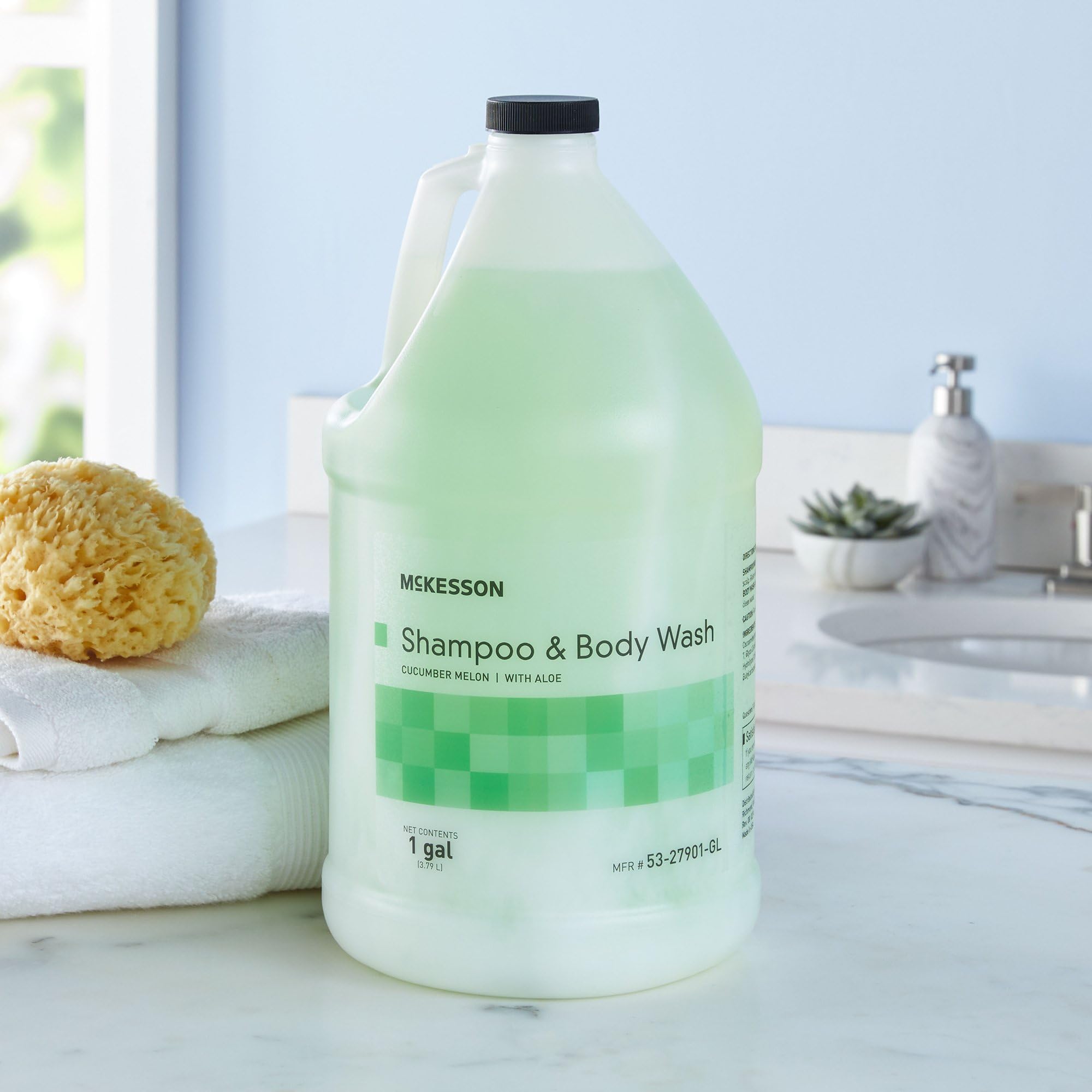 Mckesson Body Wash And Shampoo With Aloe, 1 Gallon, Cucumber Melon