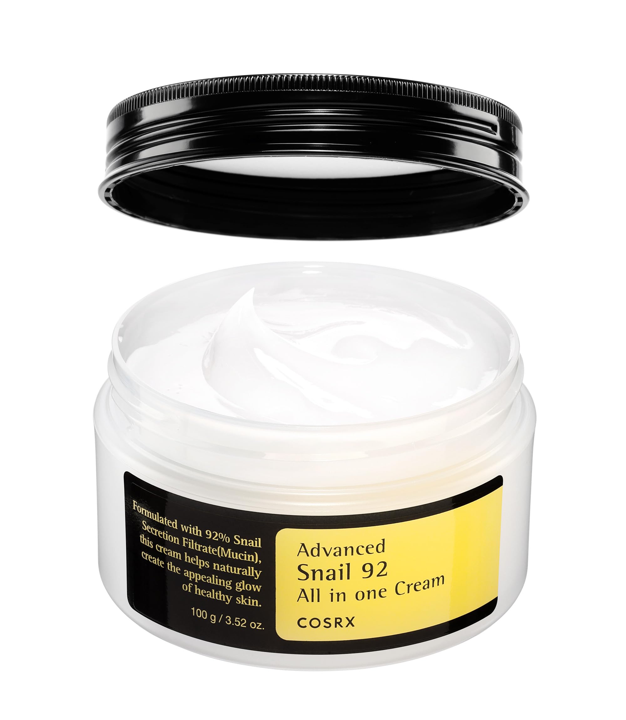 COSRX Snail Mucin 92% Face Moisturizer, 3.52 Oz, Lightweight Moisturing Cream for Soft, Glowy Skin, Korean Skin Care, Korean Moi