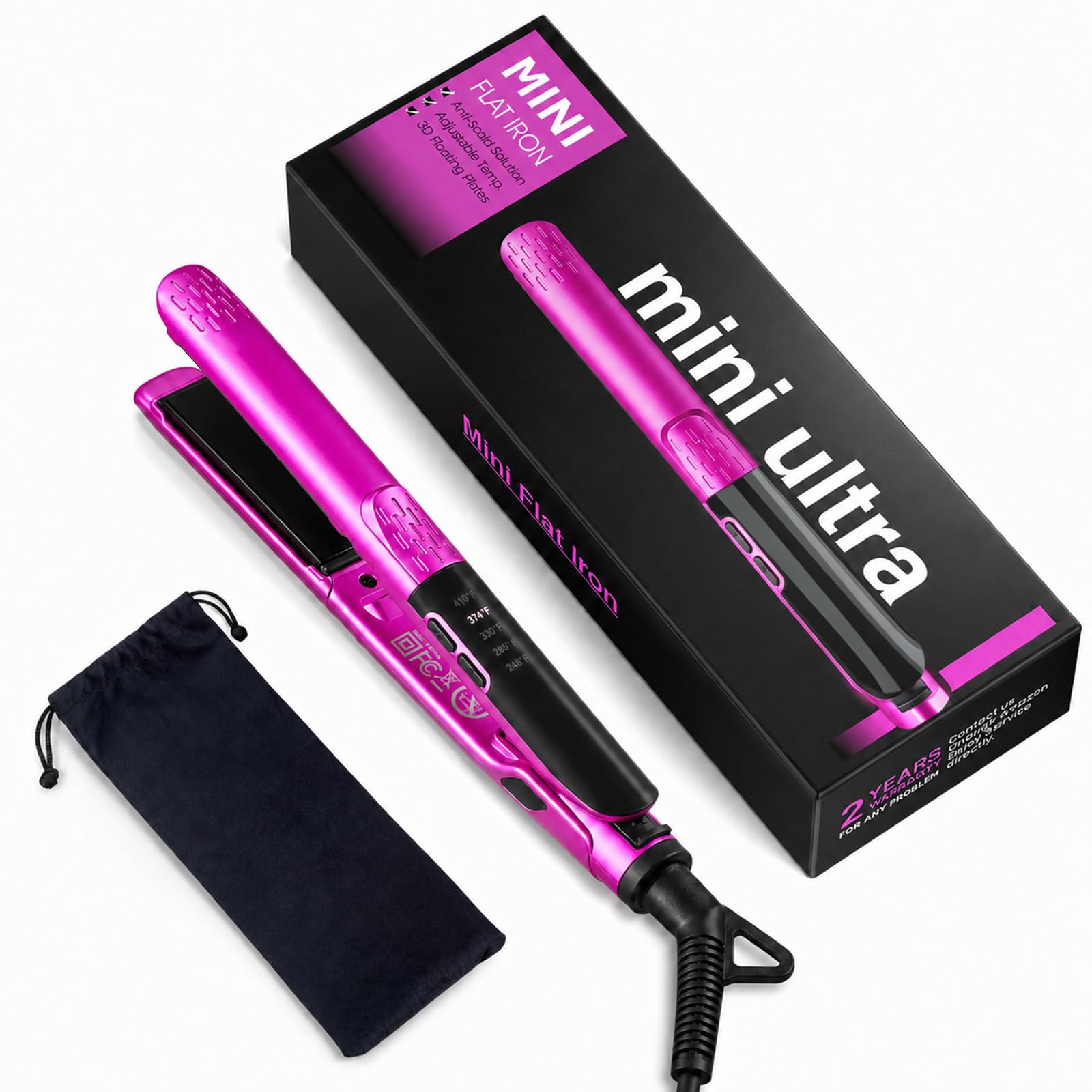 Desalo 1/2 Inch Mini Flat Iron Adjustable Temps, Dual Voltage for Travel