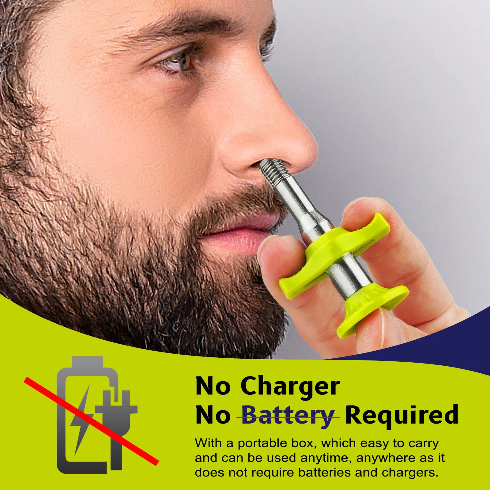 Esznuoky Nose Hair Ear Hair Removal, Upgraded Manual Hair Trimmer For Men&Women, Stainless Steel Hair Remover Waxing Kit(Green)