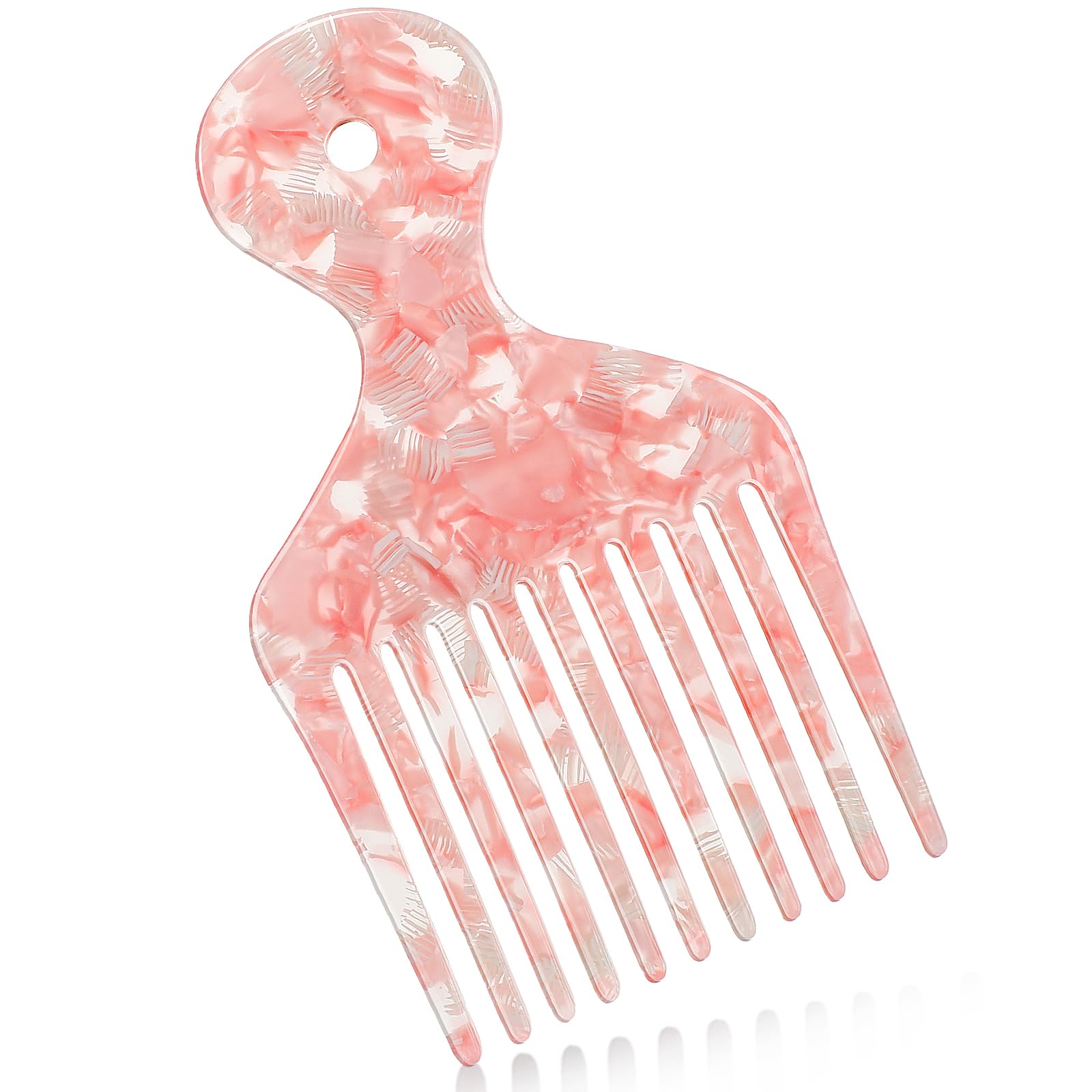 Afro Hair Pick Comb Wide Tooth Comb for Curls Hair Styling Tool Afro Pick for Women and Men Detangling Lifting Comb 4.8 Inches, 