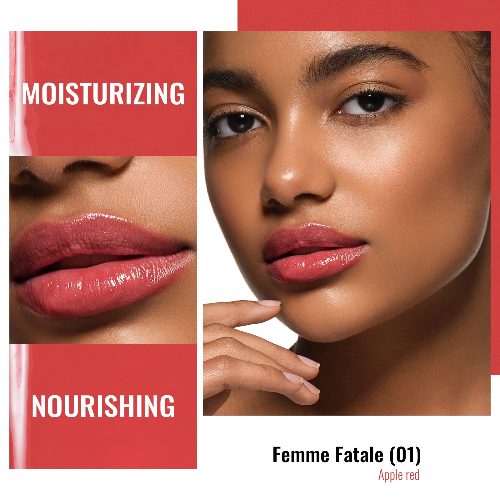 Oulac Apple Red Lipstick - Moisturizing Lip Stick Glossy Solid Shine Lip Gloss, Sheer Shine Juicy Finish, Lightweight And Hydrat