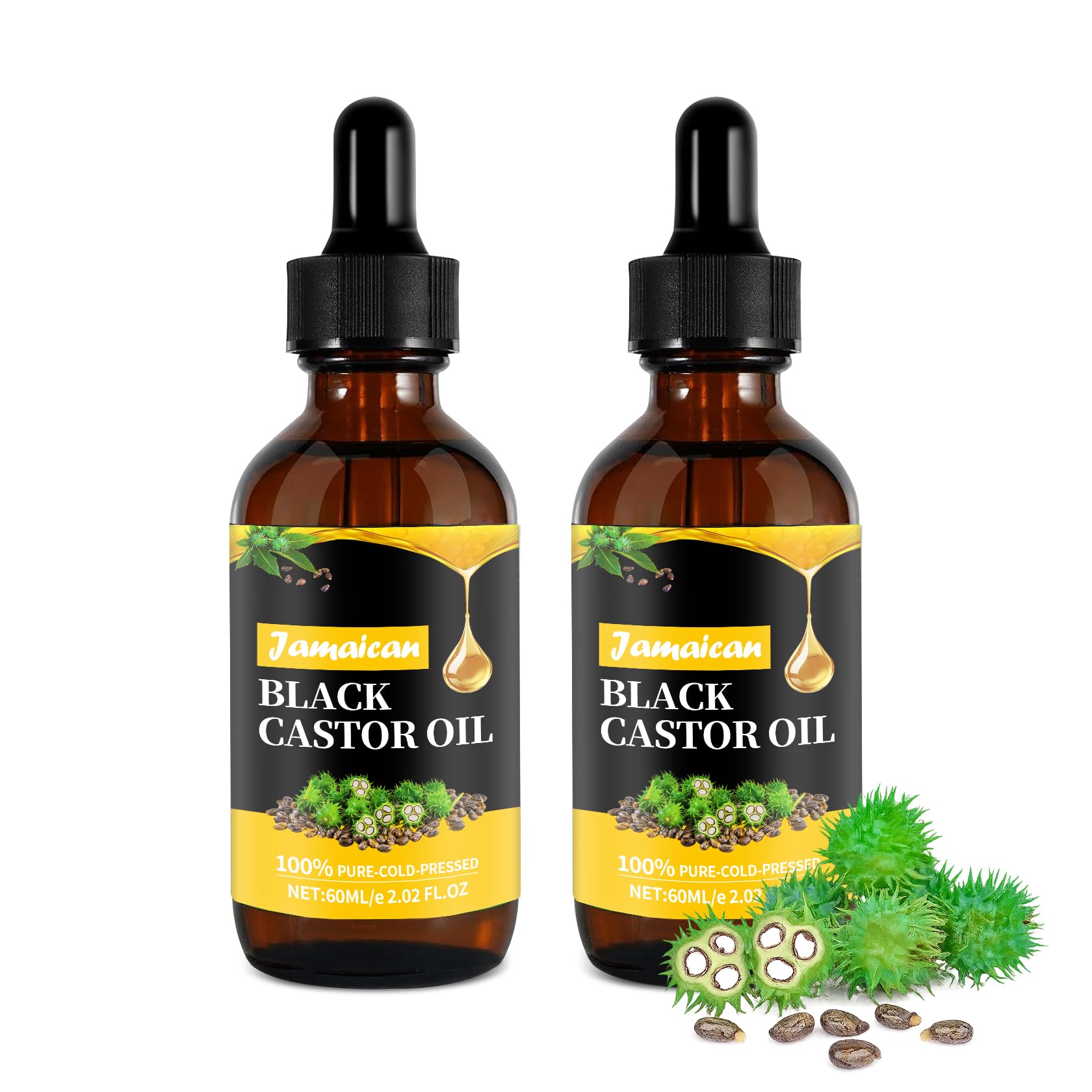 2 Packs Jamaican Black Castor Oil, 100% Pure and Organic, 4.04 FL Oz