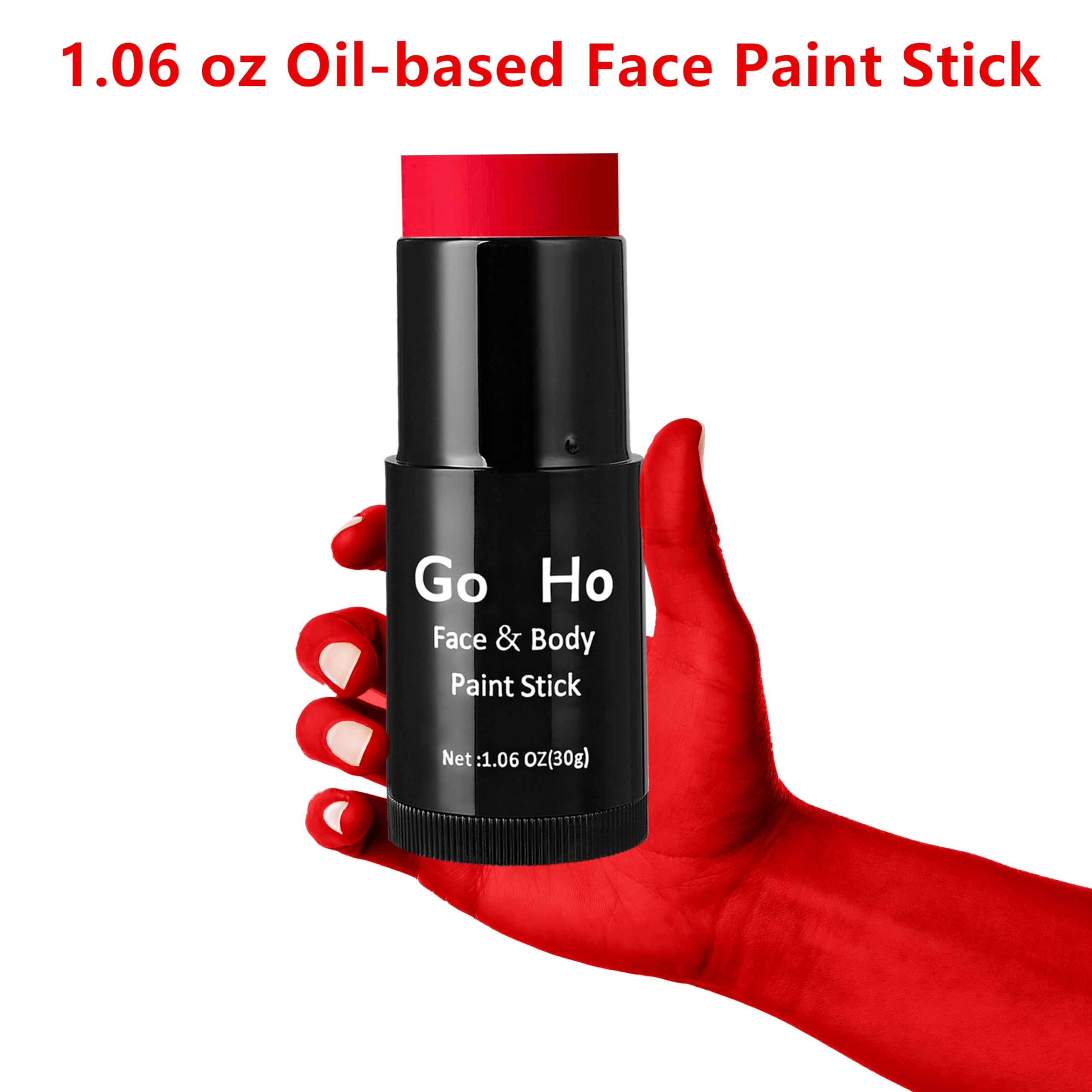 Go Ho Cream-Blendable Red Face Paint Stick (1.06 Oz),Full-Coverage Red Body Paint Makeup For Adults Children Halloween Cosplay C