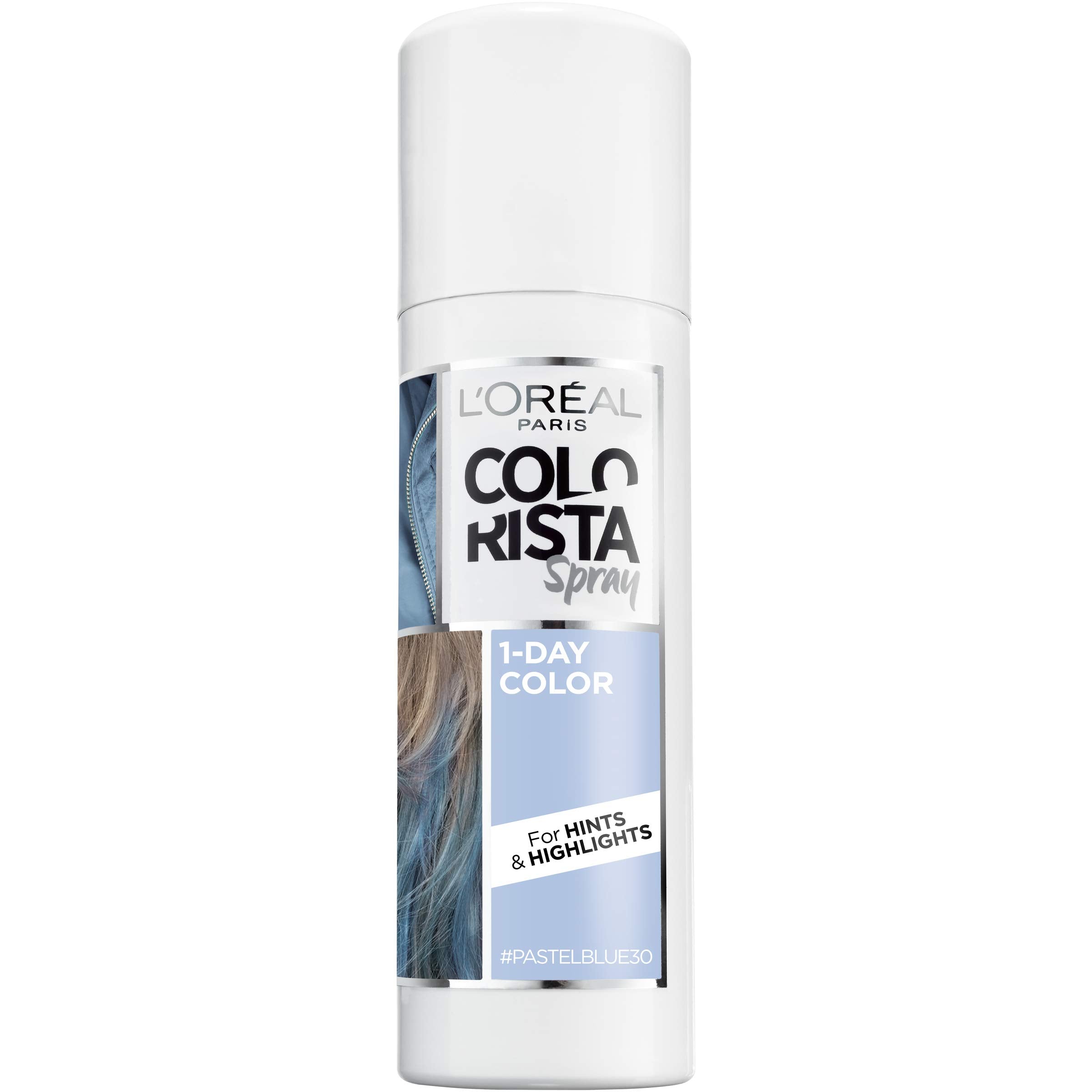 L'Oreal Paris Colorista 1-Day Washable Temporary Hair Color Spray, Pastel Blue, 2 Ounces
