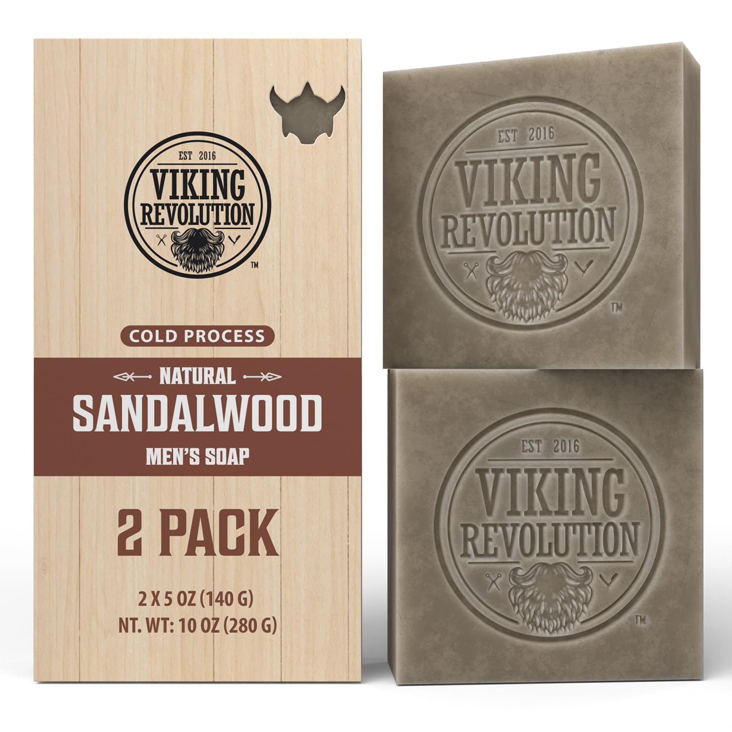 Viking Revolution Sandalwood Natural Soap for Men - Mens Soap Bar with Essential Oils Cold Pressed Bar Soap for Men - Nourishing
