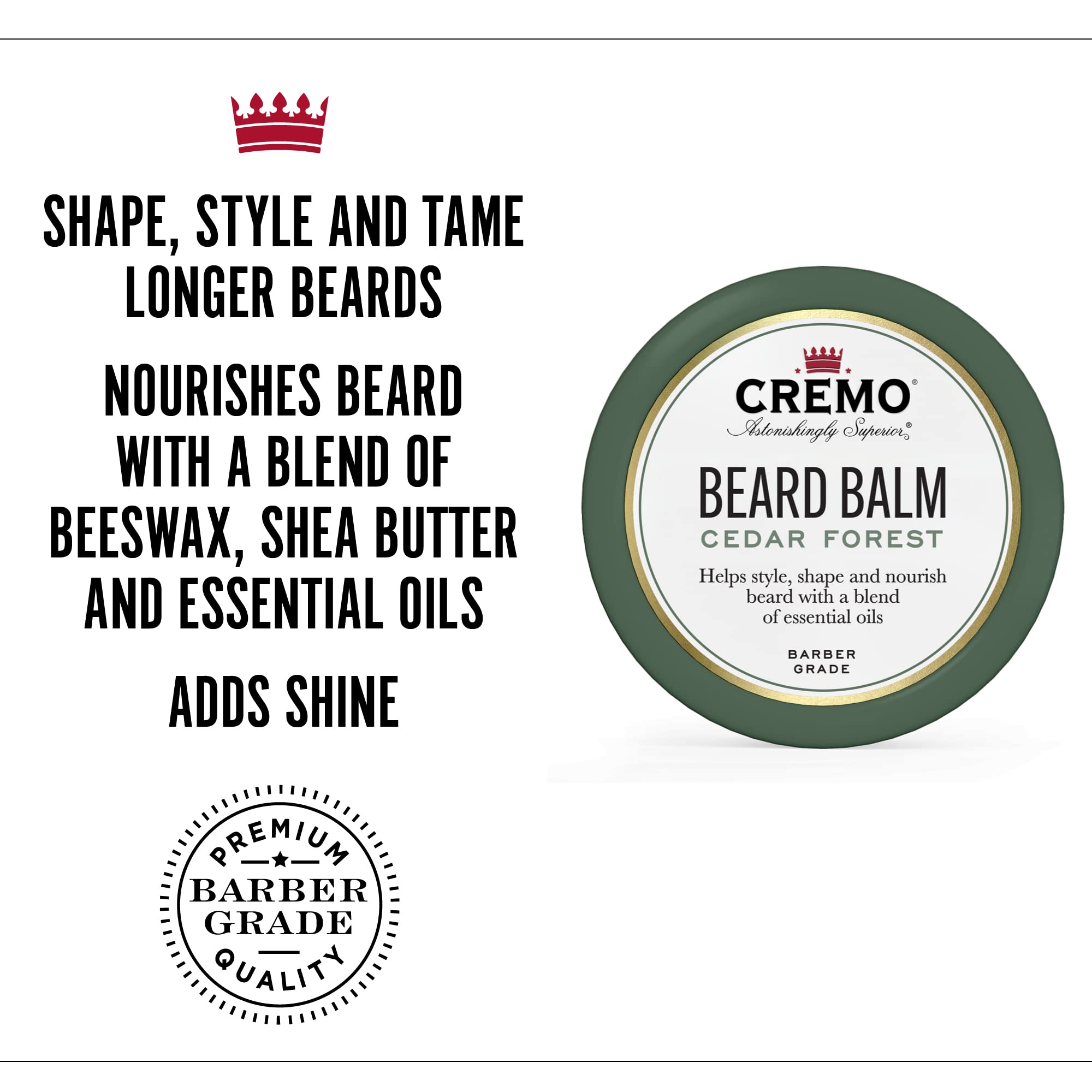 Cremo Styling Beard Balm, Forest Blend, Nourishes, Shapes And Moisturizes All Lengths Of Facial Hair, 2 Ounce (Packaging May Var