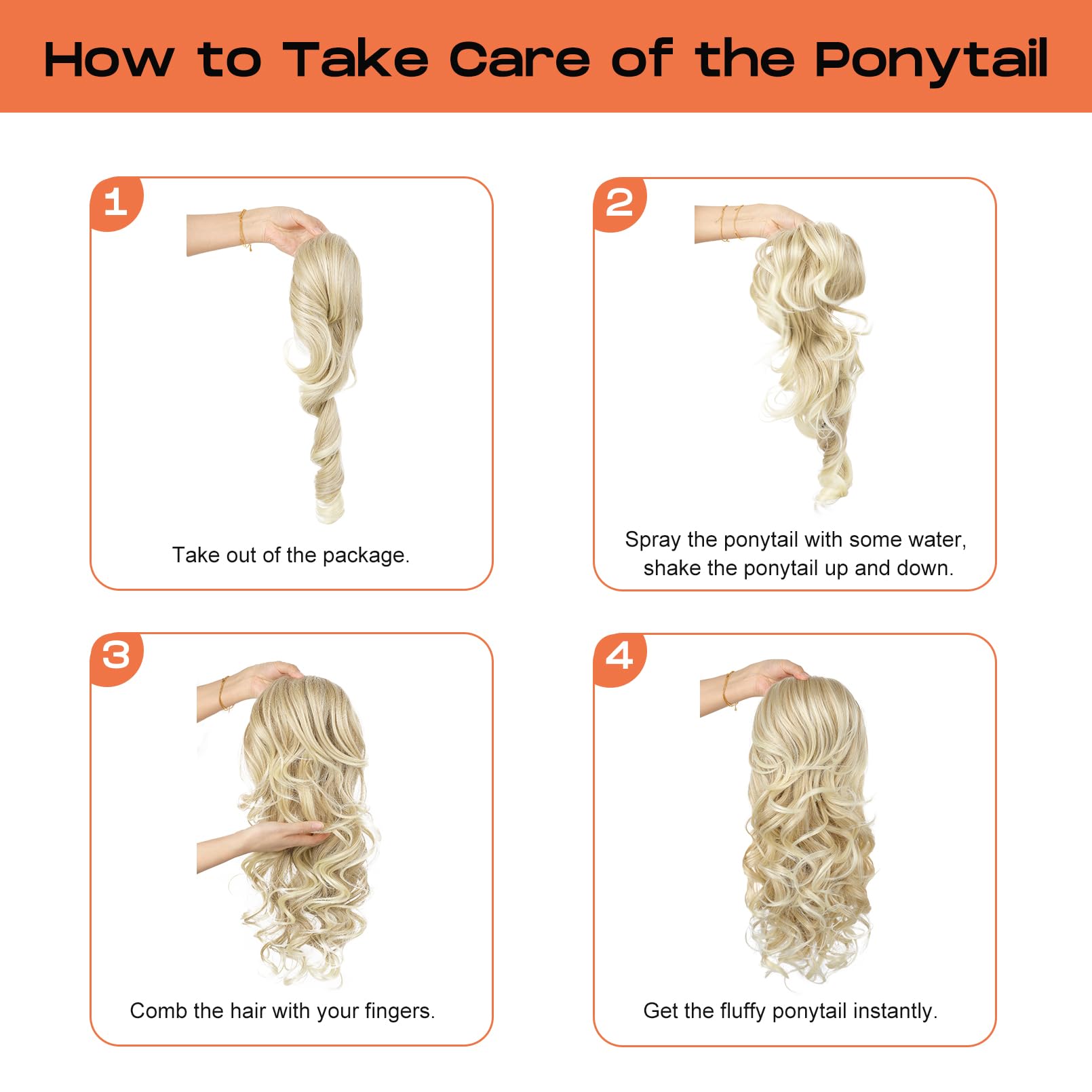 Seikea Ponytail Extension, 22'' Long Wavy Curly Drawstring Ponytail Multi-Layered Fluffy Thick Clip In Hair Extensions Ponytail