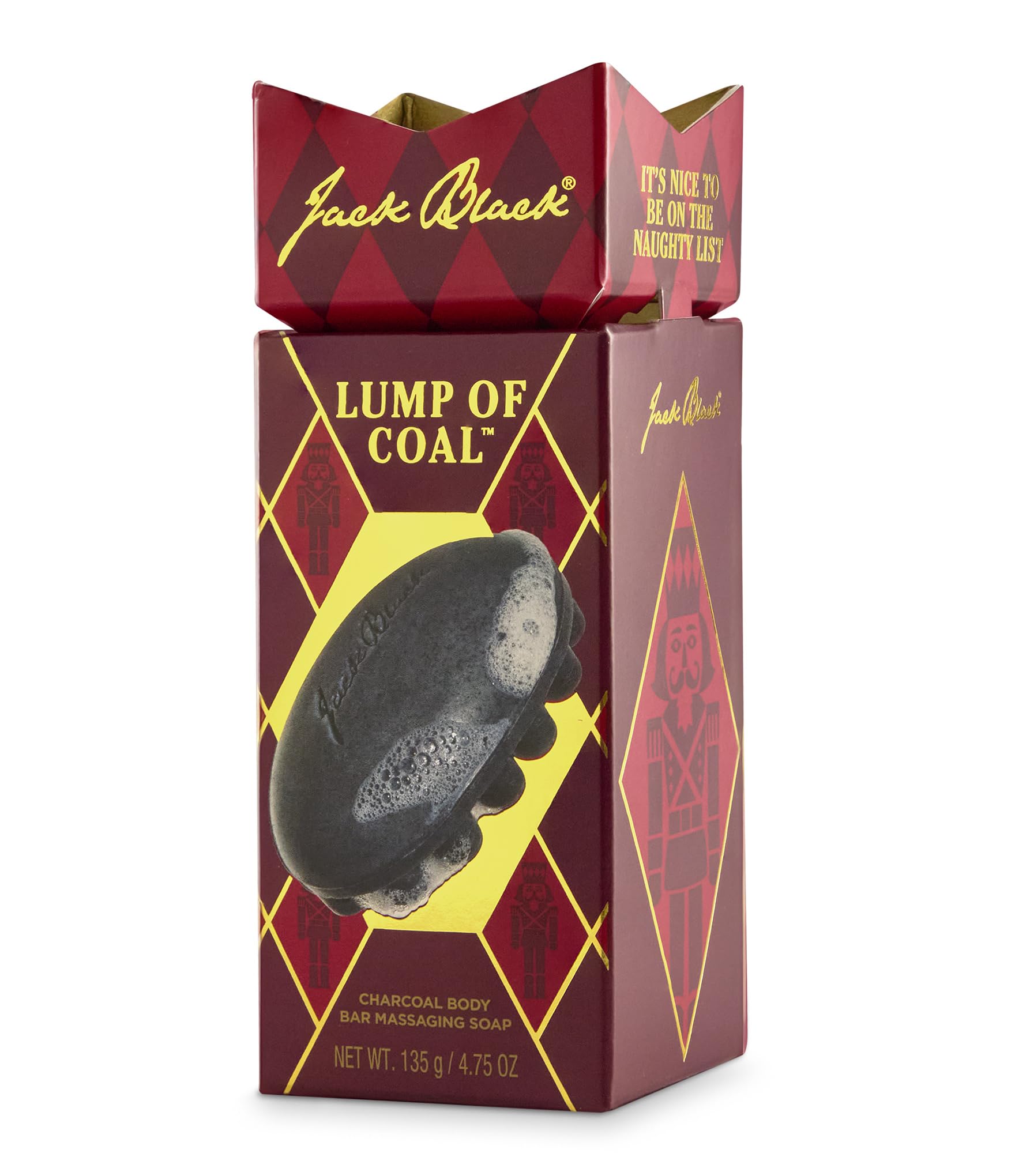 Jack Black Holiday Lump of Coal - Charcoal Body Bar Messaging Soap - Multitasking Body Bar, Jojoba and Seaweed Extract, Exfoliat