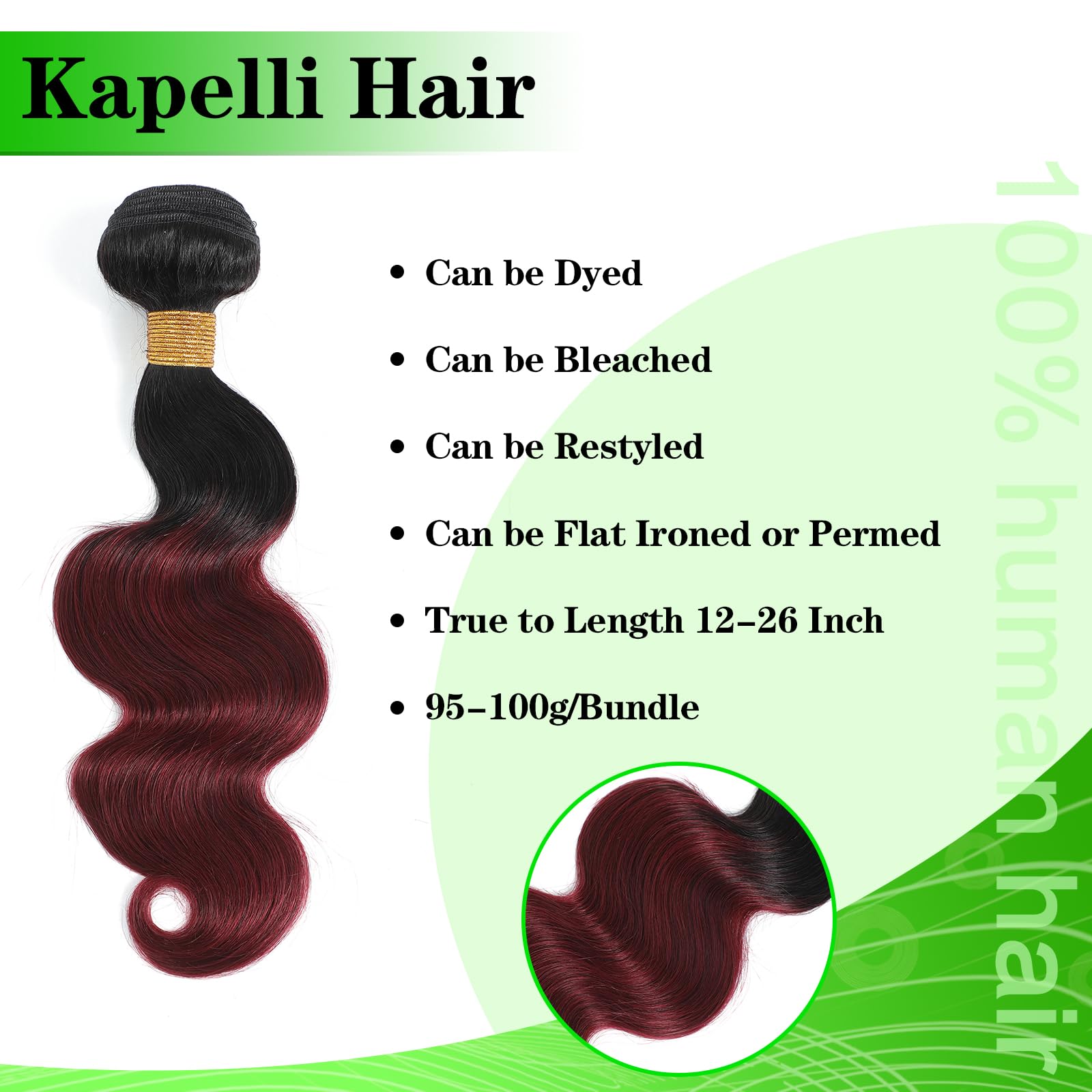 Kapelli Hair 10A Ombre Brazilian Human Hair With Closure (12 14 16+12) Brazilian Human Hair 3 Bundles With Closure Brazilian Bod