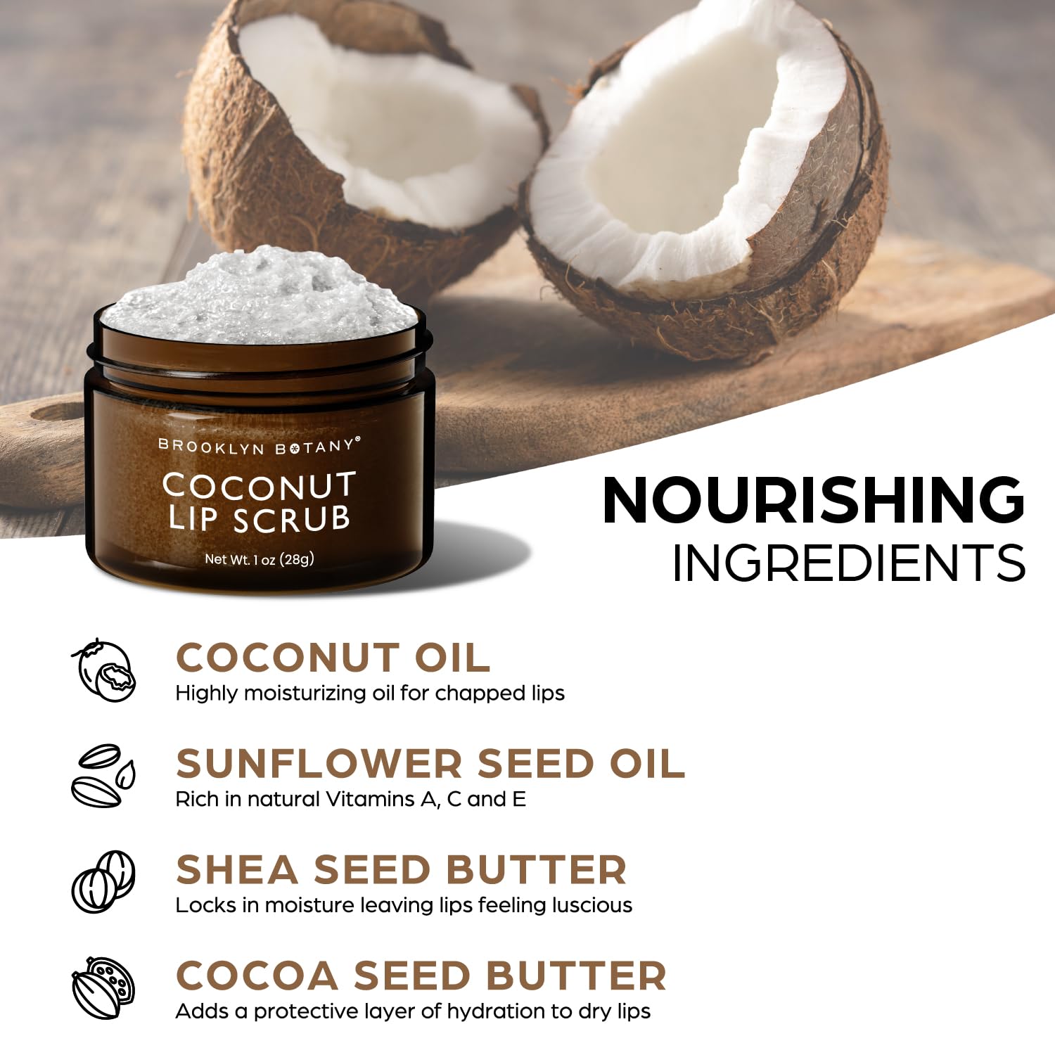 Brooklyn Botany Lip Scrub Exfoliator 1 Oz - Lip Moisturizer For Dry Lips And Chapped Lips - Gentle Lip Exfoliator For Smooth And