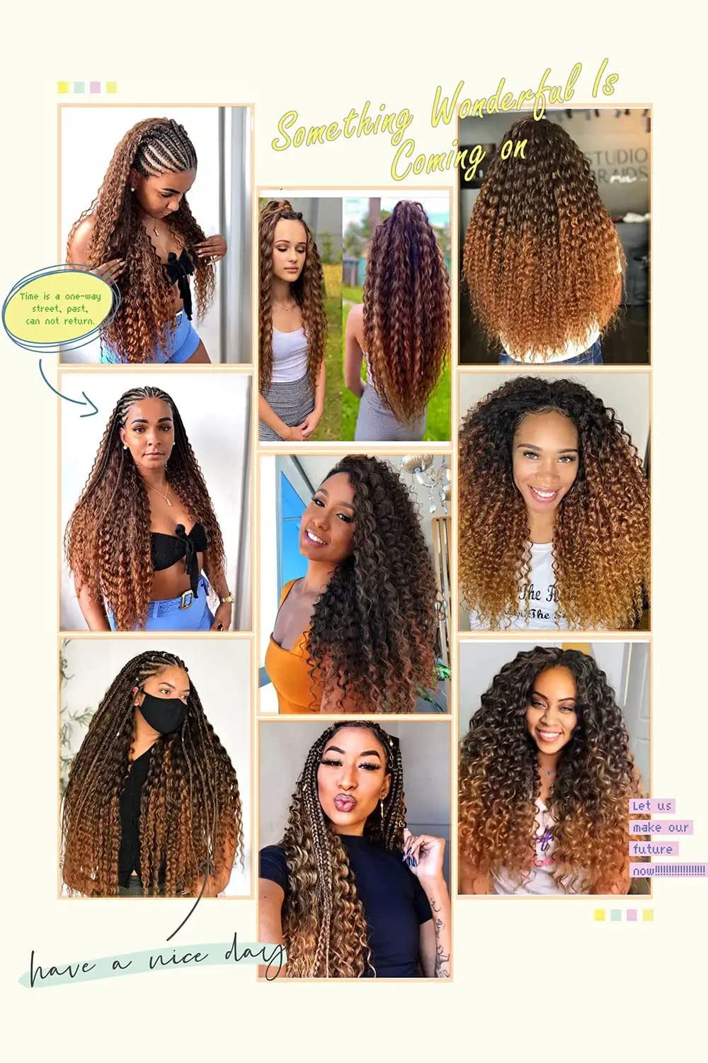 Ocean Wave Crochet Hair Extensions 30in, Curly Crochet Hair Extensions, Synthetic Ombre Crochet Hair Extensions 6packs for Women