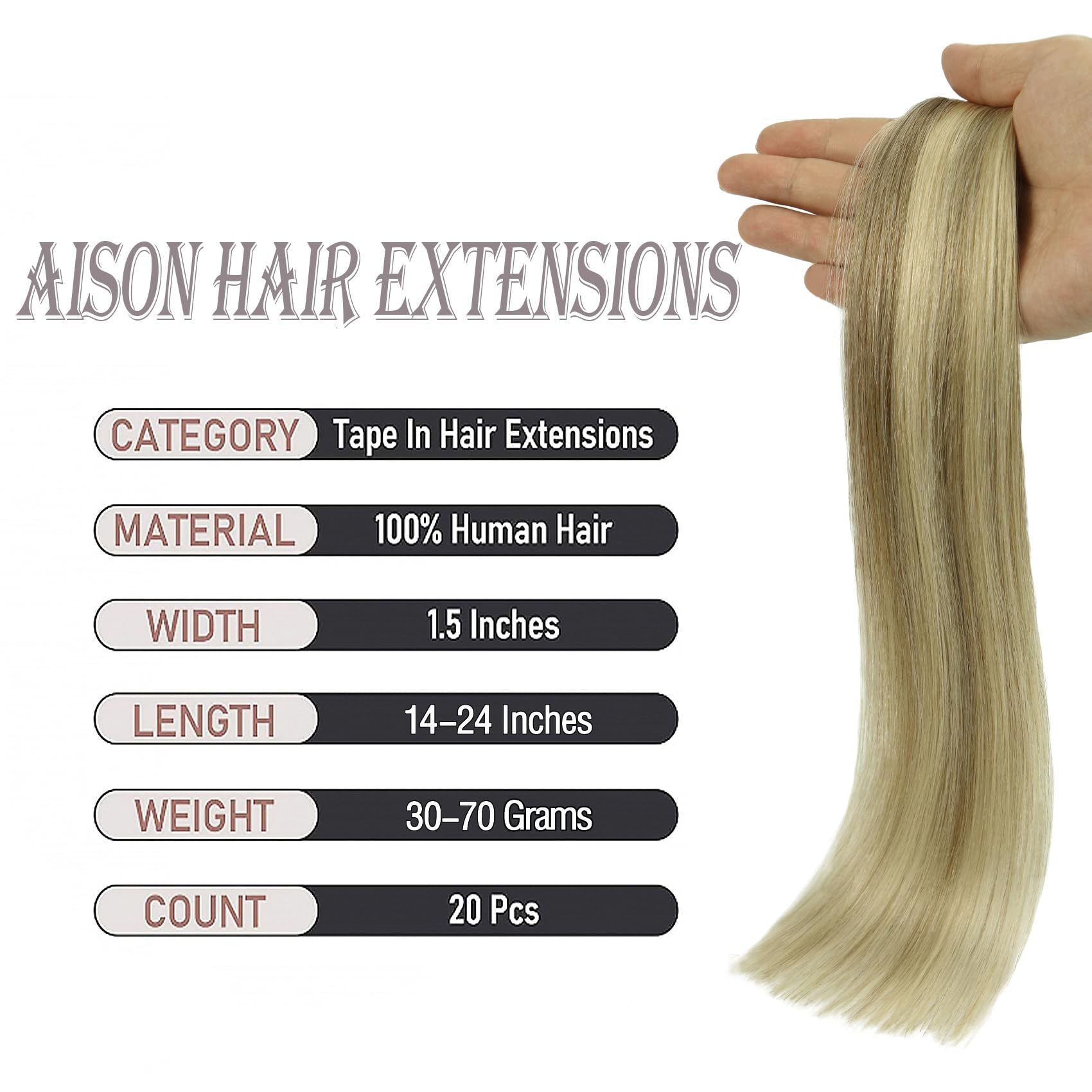 Ash Blonde Mixed Bleach Blonde Tape In Human Hair Extensions 100% Tape In Extensions Silky Straight For Fashion Women 20 Pcs/Pac