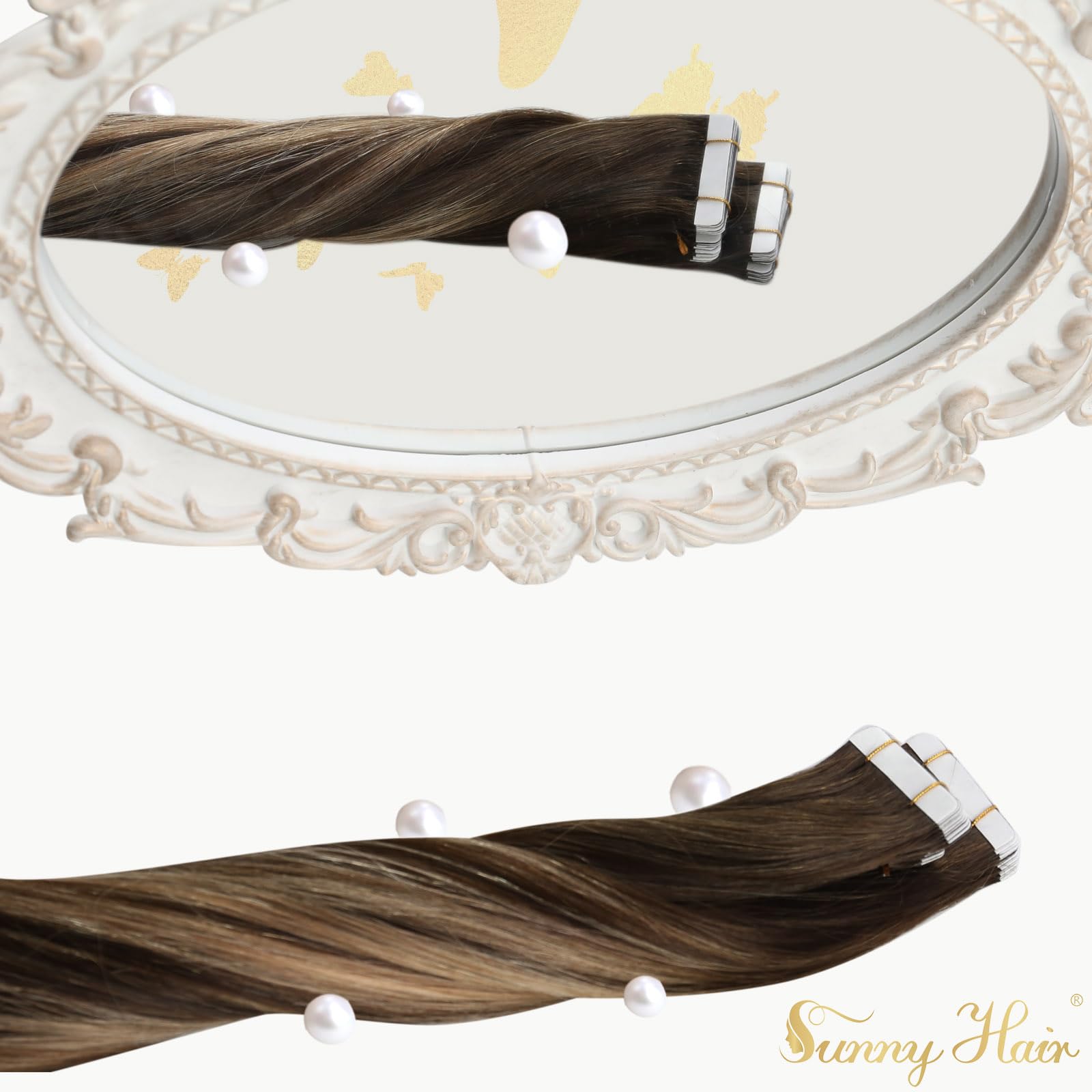 Tape In Hair Extensions Human Hair Brown Balayage Sunny Tape In Natural Hair Extensions Chocolate Brown Ombre Caramel Blonde Mix