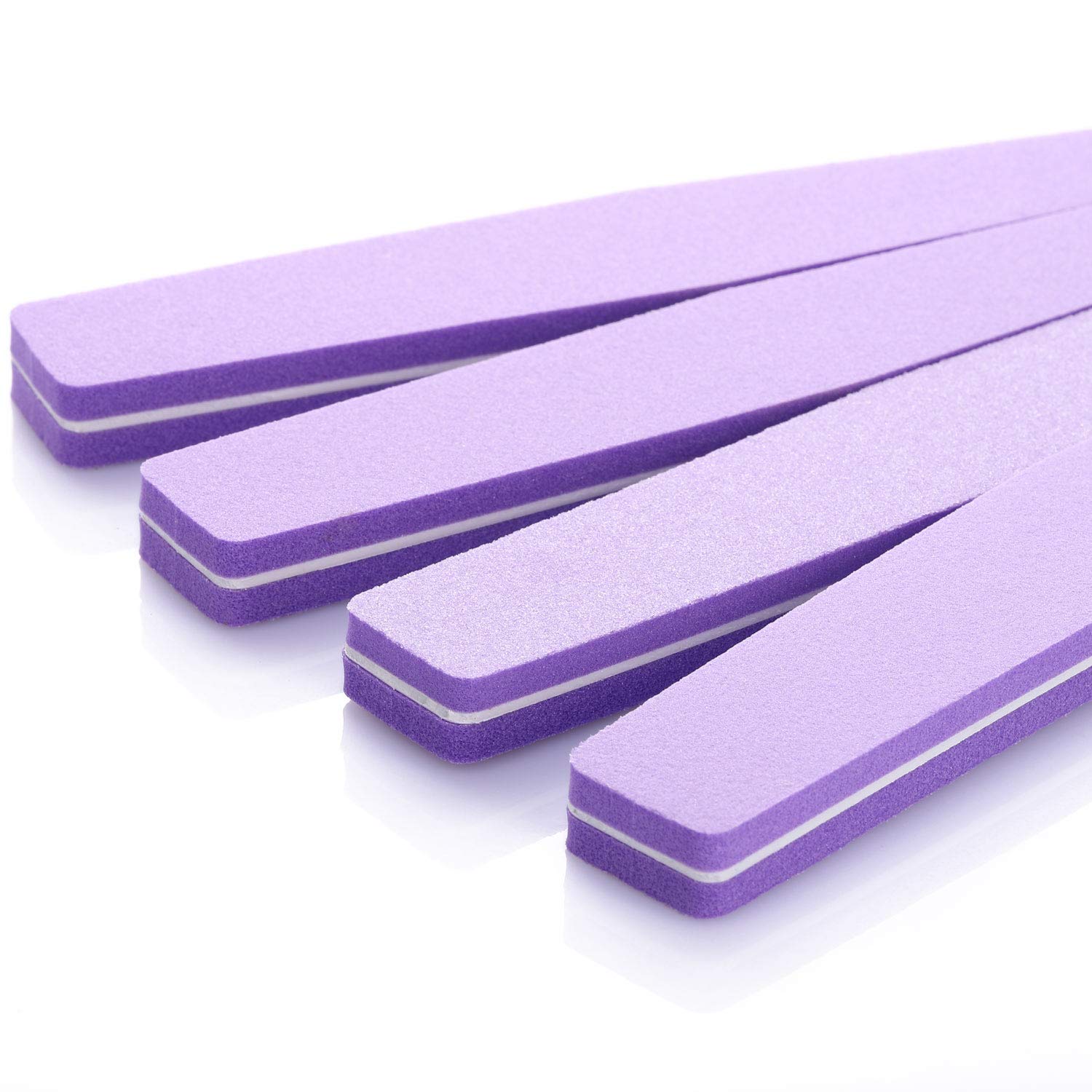 20Pcs Nail Block Buffer Files Sponge Washable Double Sided 100180 Sanding Buffing File(Purple)