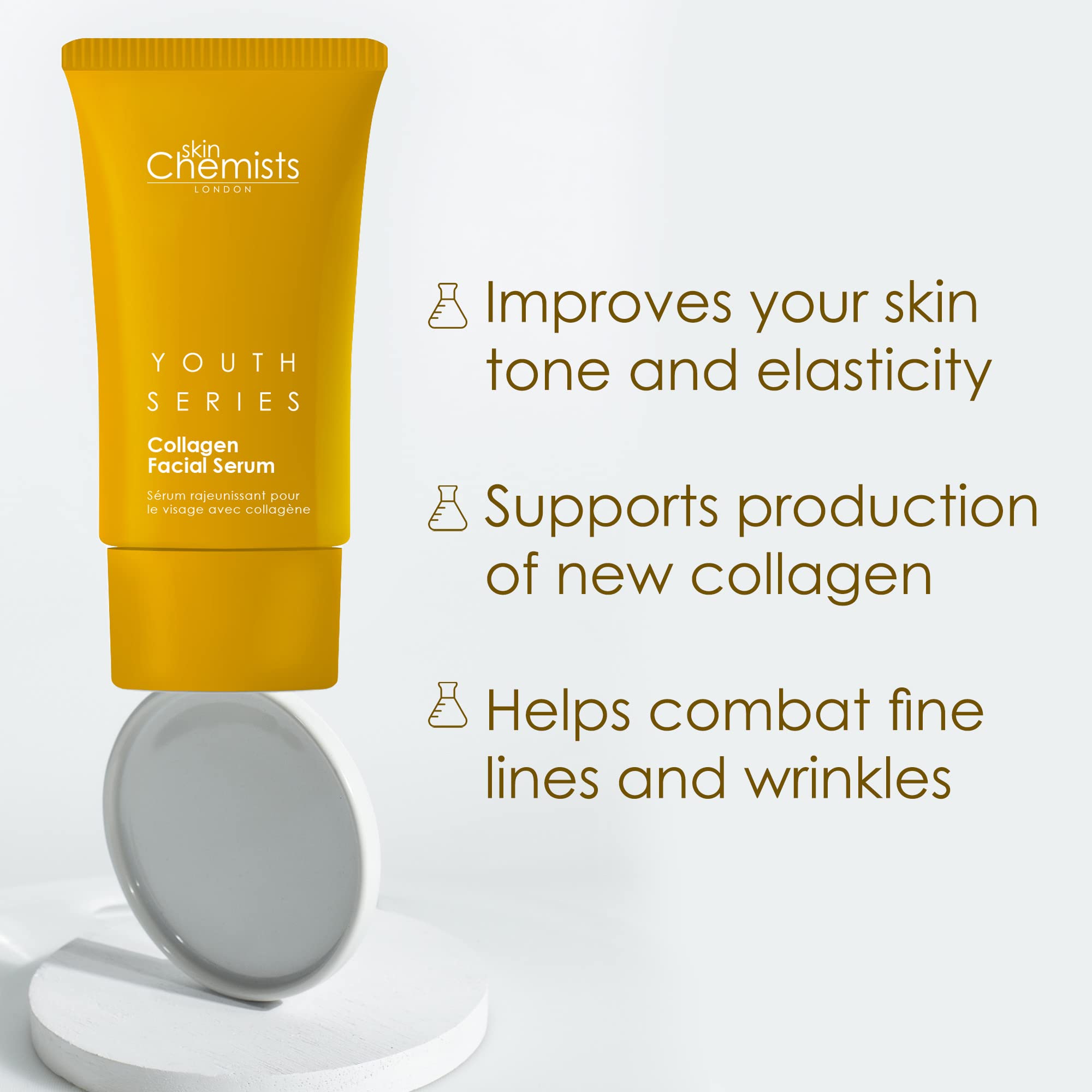 Skin Chemists Collagen Face Serum | Anti Aging Collagen Serum For Face Reduces Wrinkles & Fine Lines | Plant Based Formula with