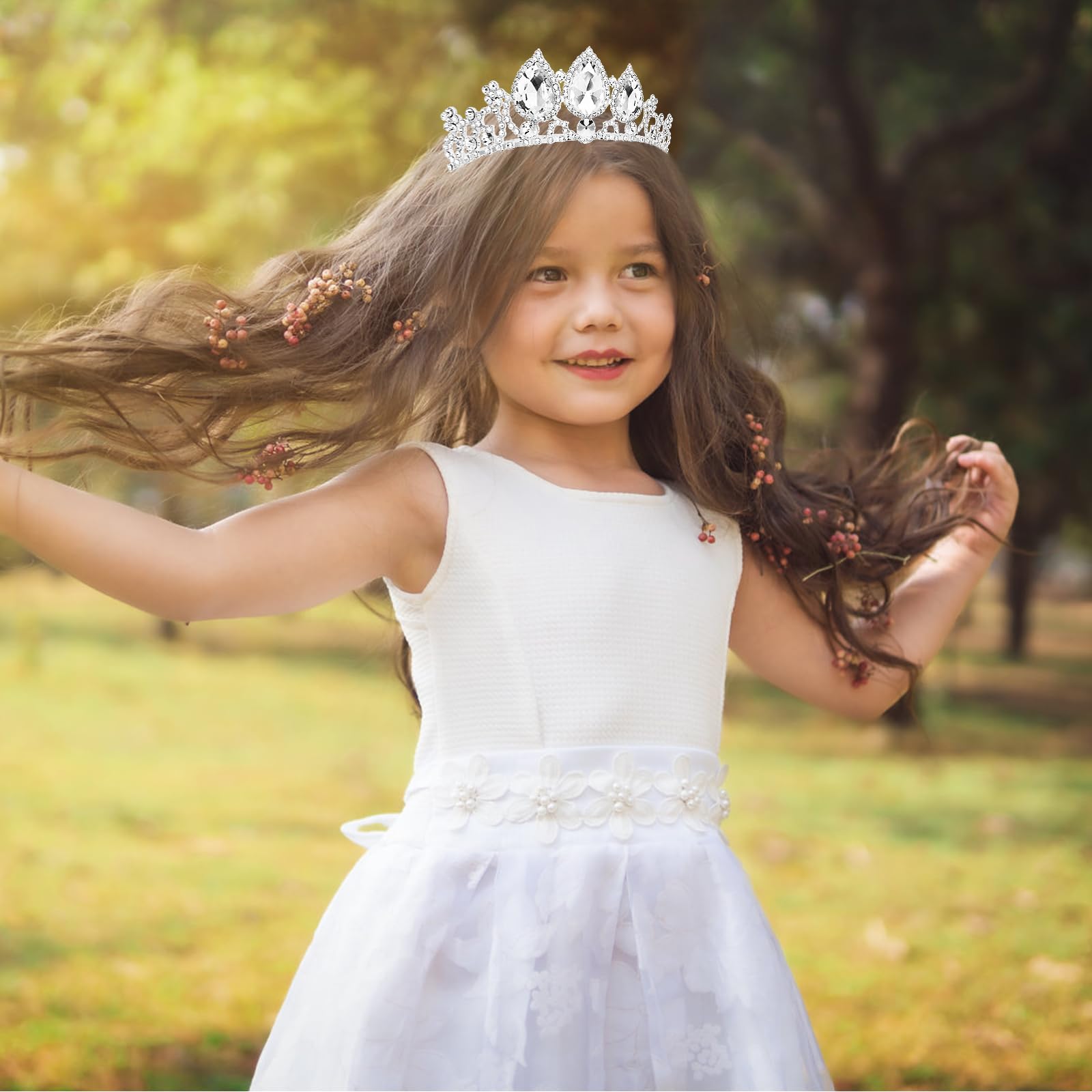 Cieher Crown For Girls Pincess Crown With Combs, Silver Crown