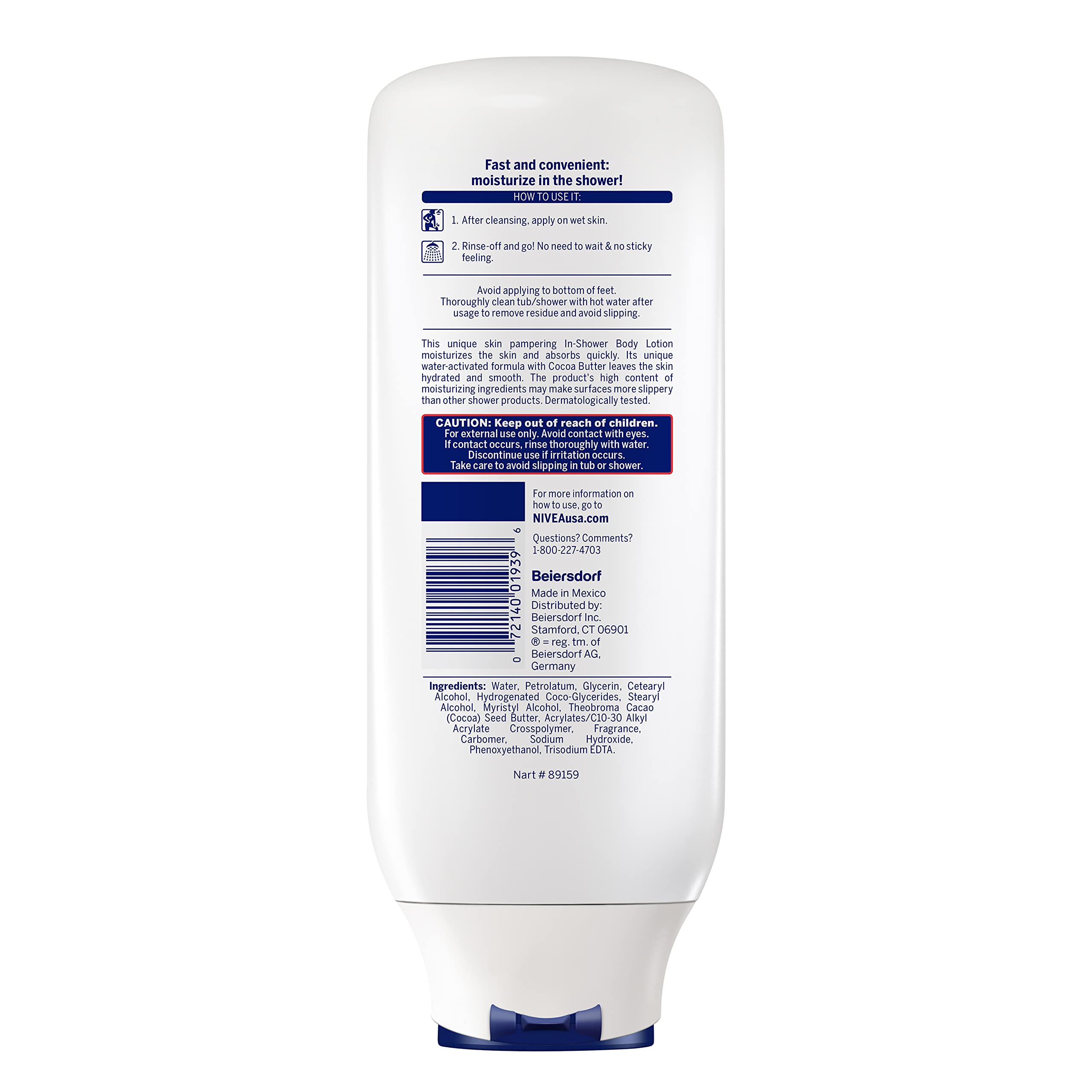 Nivea Cocoa Butter In Shower Lotion, Body Lotion For Dry Skin, 3 Pack Of 13.5 Fl Oz Bottles
