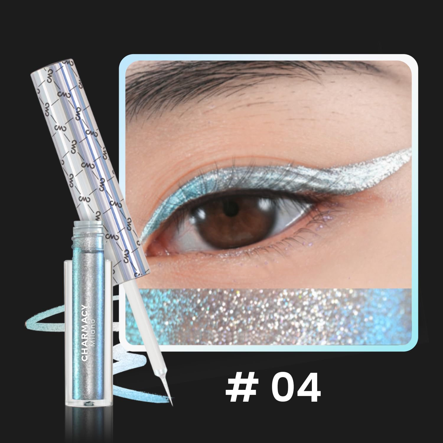 Charmacy Chameleon Liquid Eyeliner, Liquid Glitter Eyeliner, Highly Pigmented, Metallic Multicolor Shifting Waterproof Eyeliner,
