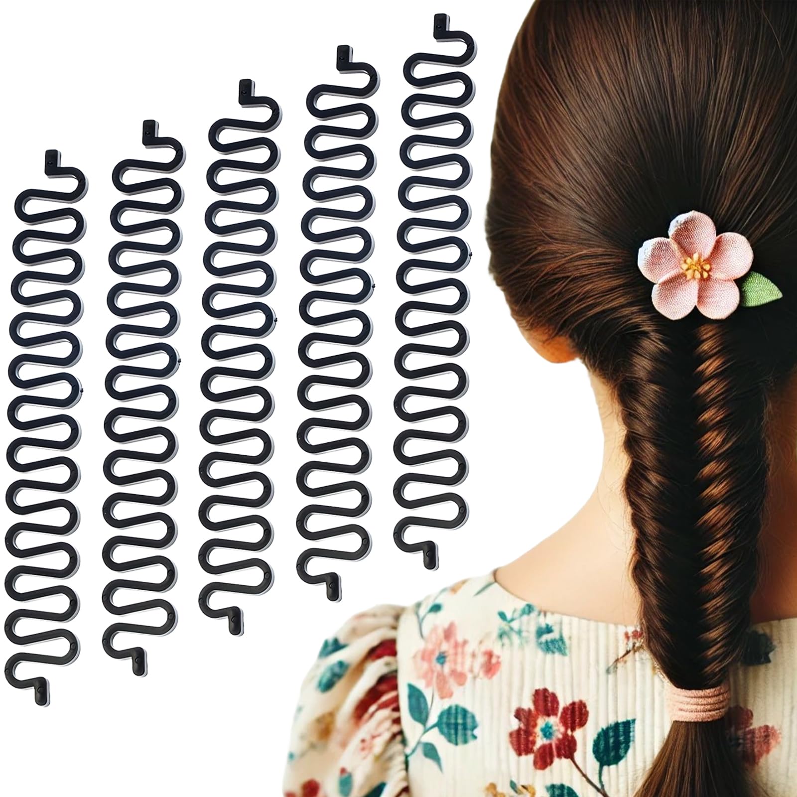 5 Pcs Hair Braiding Tool with Hook, Magic Twist Roller Bun Maker, DIY Hair Styling Accessories for Creating Elegant Hairstyles, 