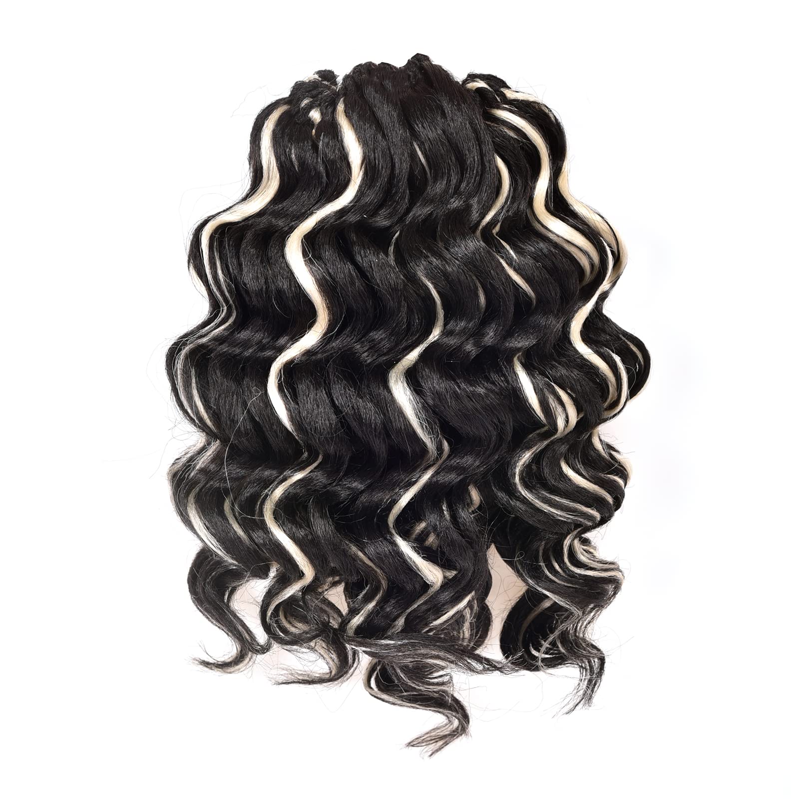 Toyotress Ocean Wave Crochet Hair - 9 Inch 8 Packs Black Mix Blonde Highlight Ocean Wave Braiding Hair, Beach Curl Deep Twist Wa