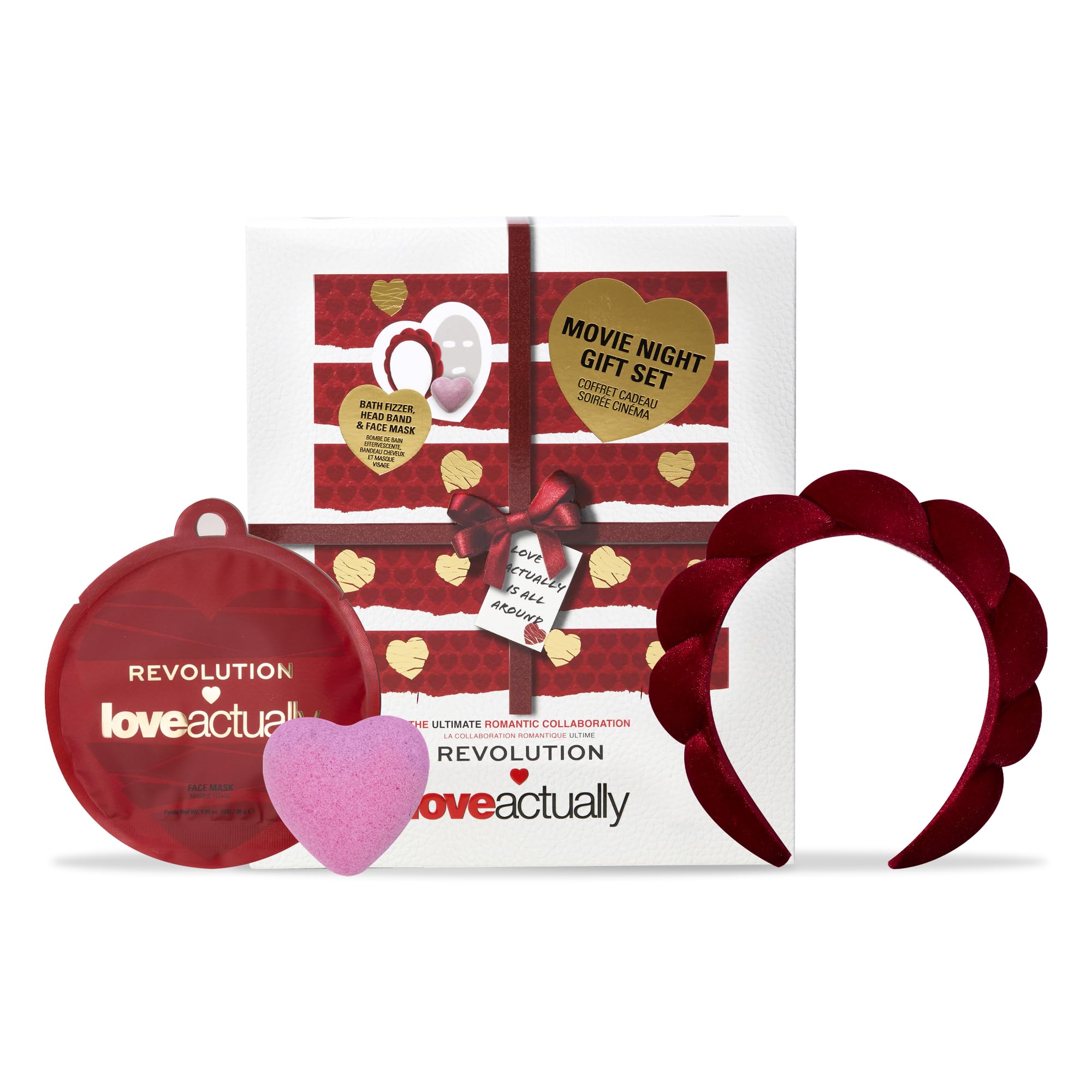 Revolution Beauty, Love Actually x Revolution Movie Night Set, Skincare Holiday Gift Set with Mask, Headband & Bath Fizzer, Vega