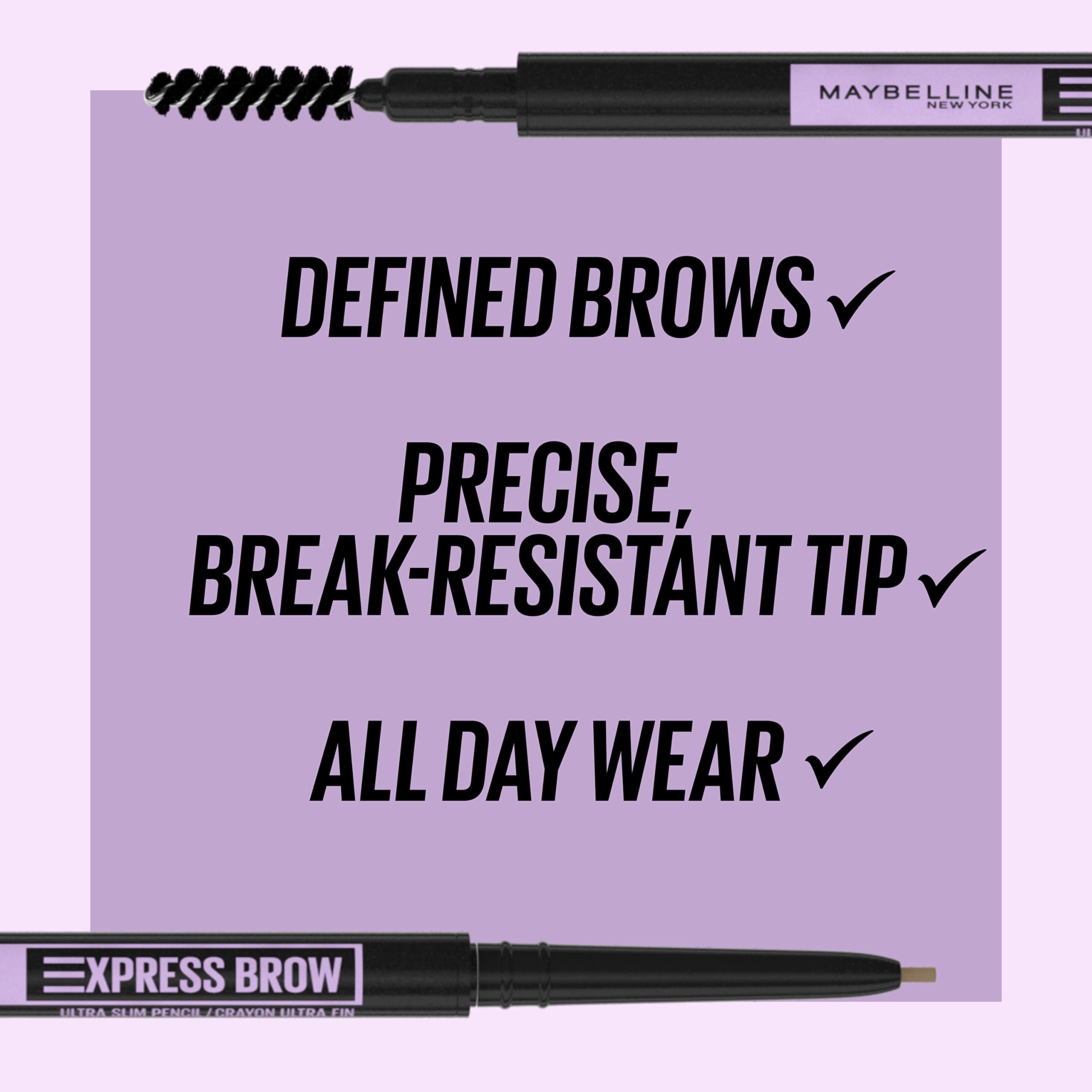 Maybelline Brow Ultra Slim Defining Eyebrow Makeup Mechanical Pencil With 1.55 Mm Tip And Blending Spoolie For Precisely Defined