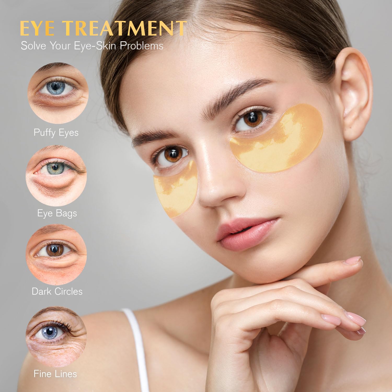 Enaskin Naturals Under Eye Patches Dark Circles Under Eye Masks For Puffiness - 24K Gold Eye Gel Pads Retinol Collagen Hyaluroni