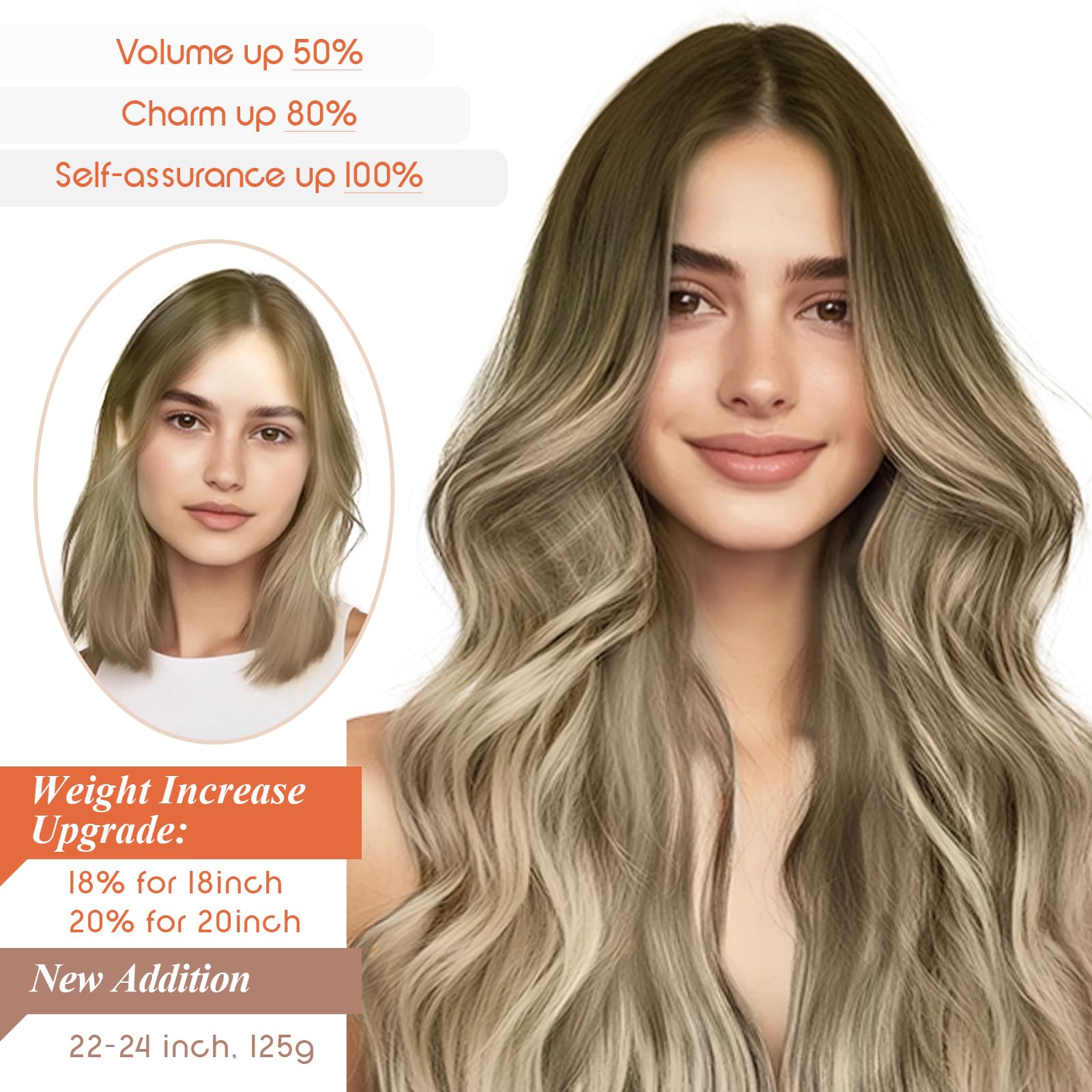 Sunny Wire Hair Extensions Human Hair invisible wire hair extensions Brown to Light Brown with Medium Blonde #3/8/22 18 Inch