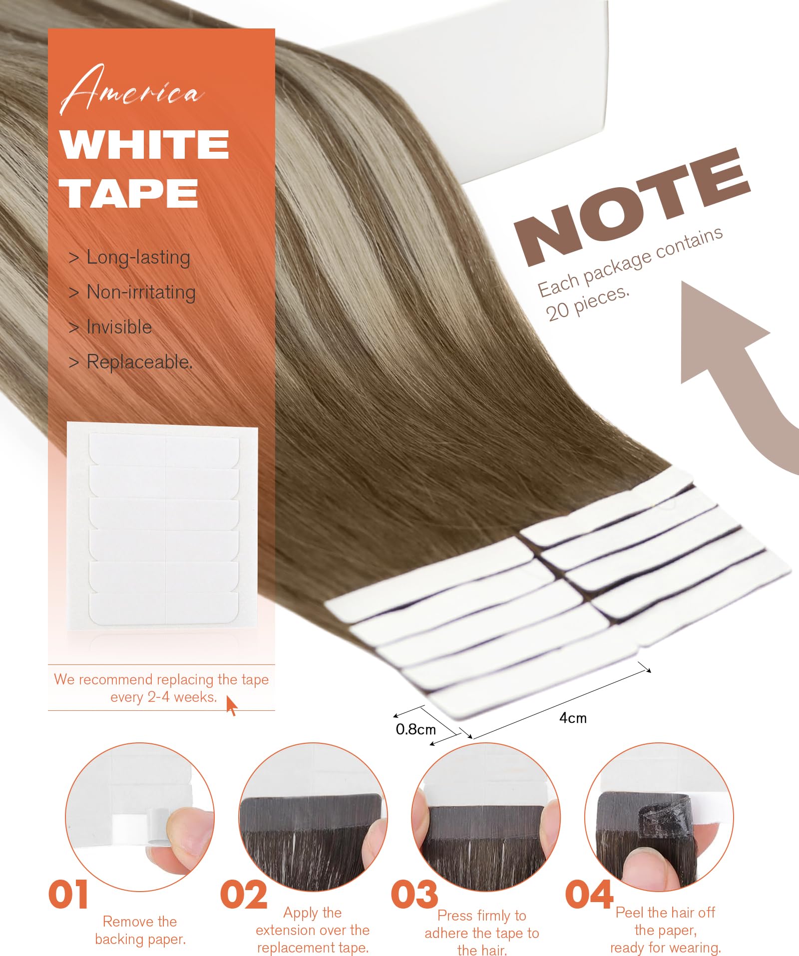 Sunny Hair Tape in Hair Extensions Ombre Blonde Tape in Human Hair Extensions Balayage Medium Brown Ombre Platinum Blonde Seamle