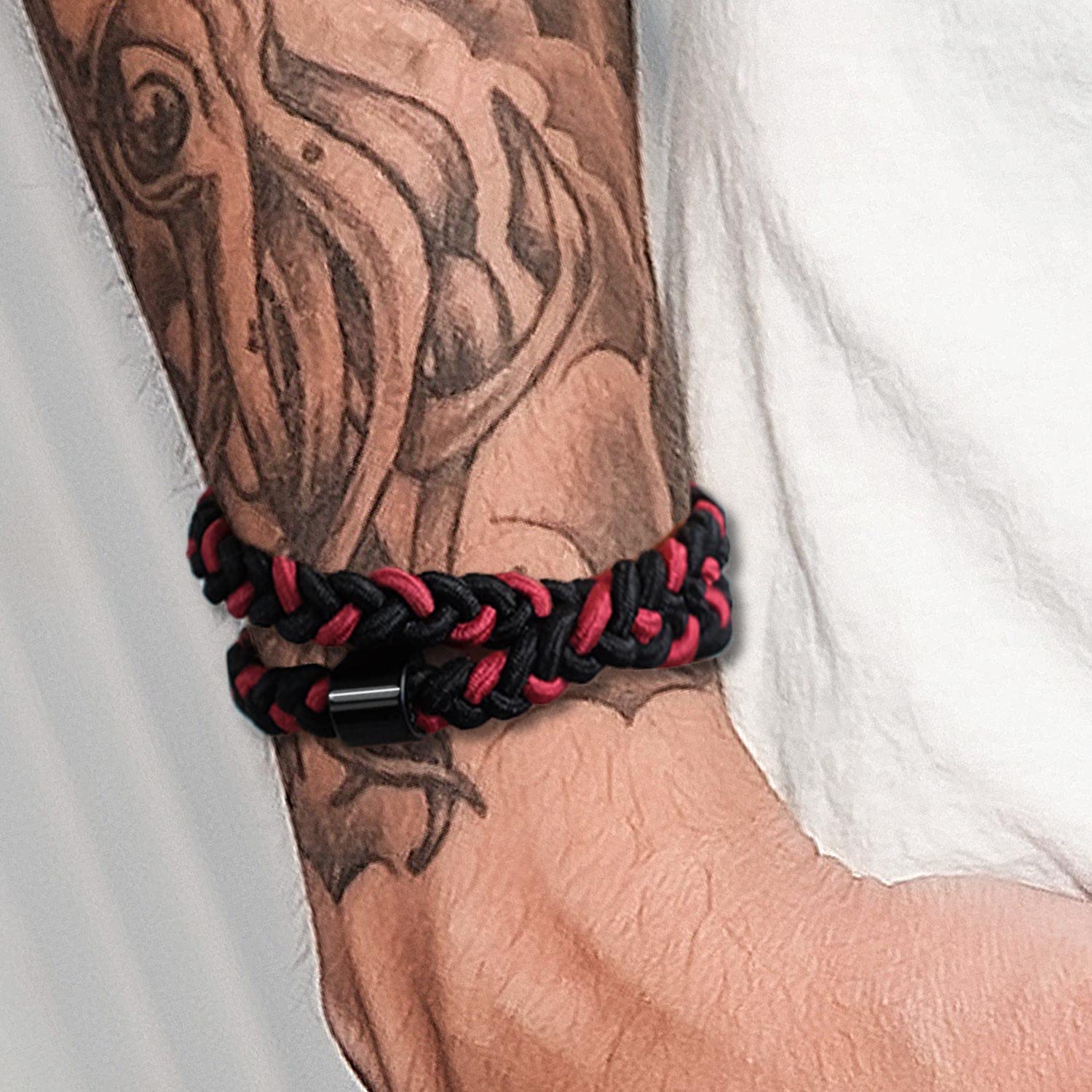 HAVHAF Braided Mens Hair Ties - For Buns Curly Thick Dense Hair Elastic Hair Ties | No damage Crease Breakage Man Bun Hair Tie M