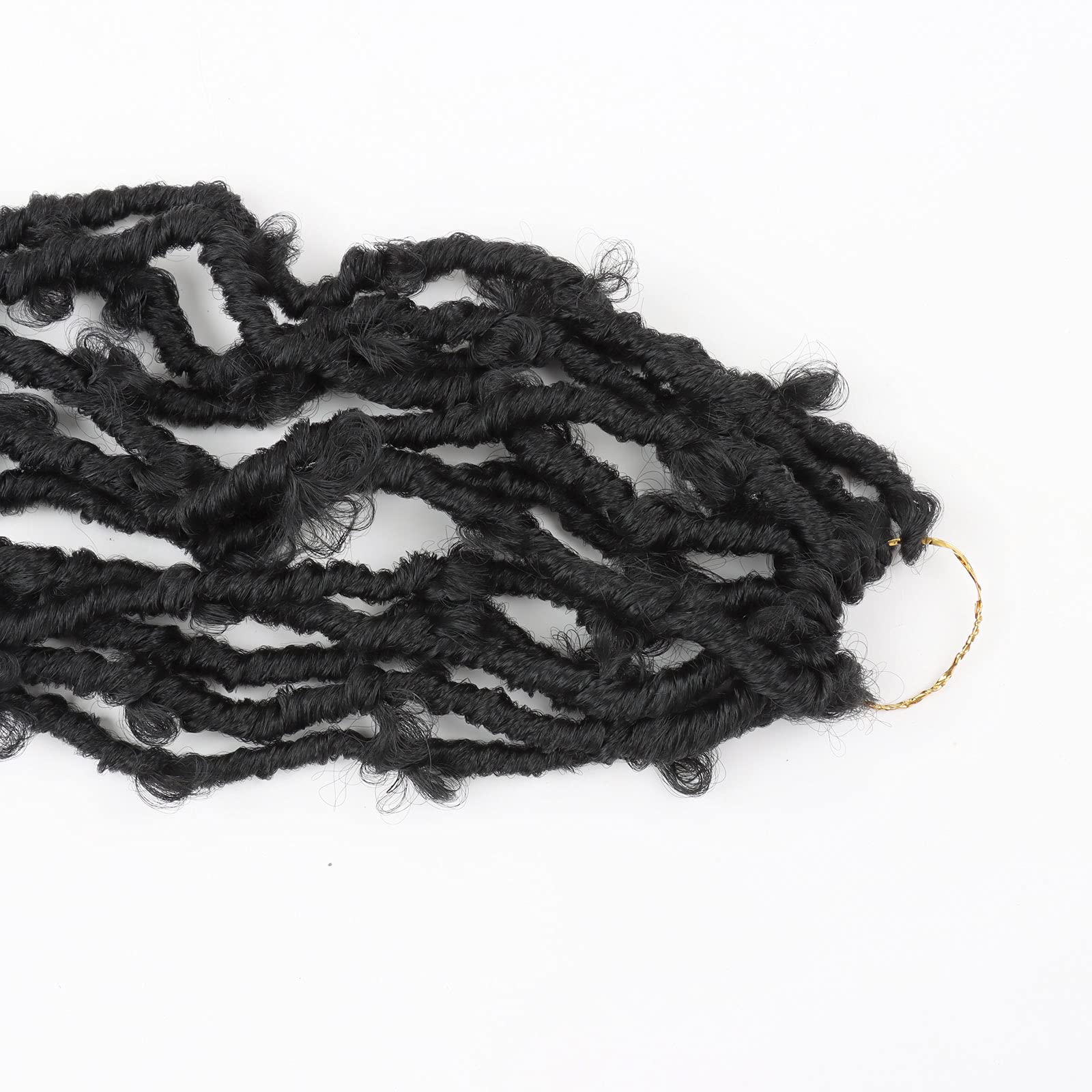 5 Packs 18 Inch Butterfly Crochet Hair For Black Women Faux Locs Pre Looped Pre-Twisted Braids (18 Inch 5 Pack, 1B)