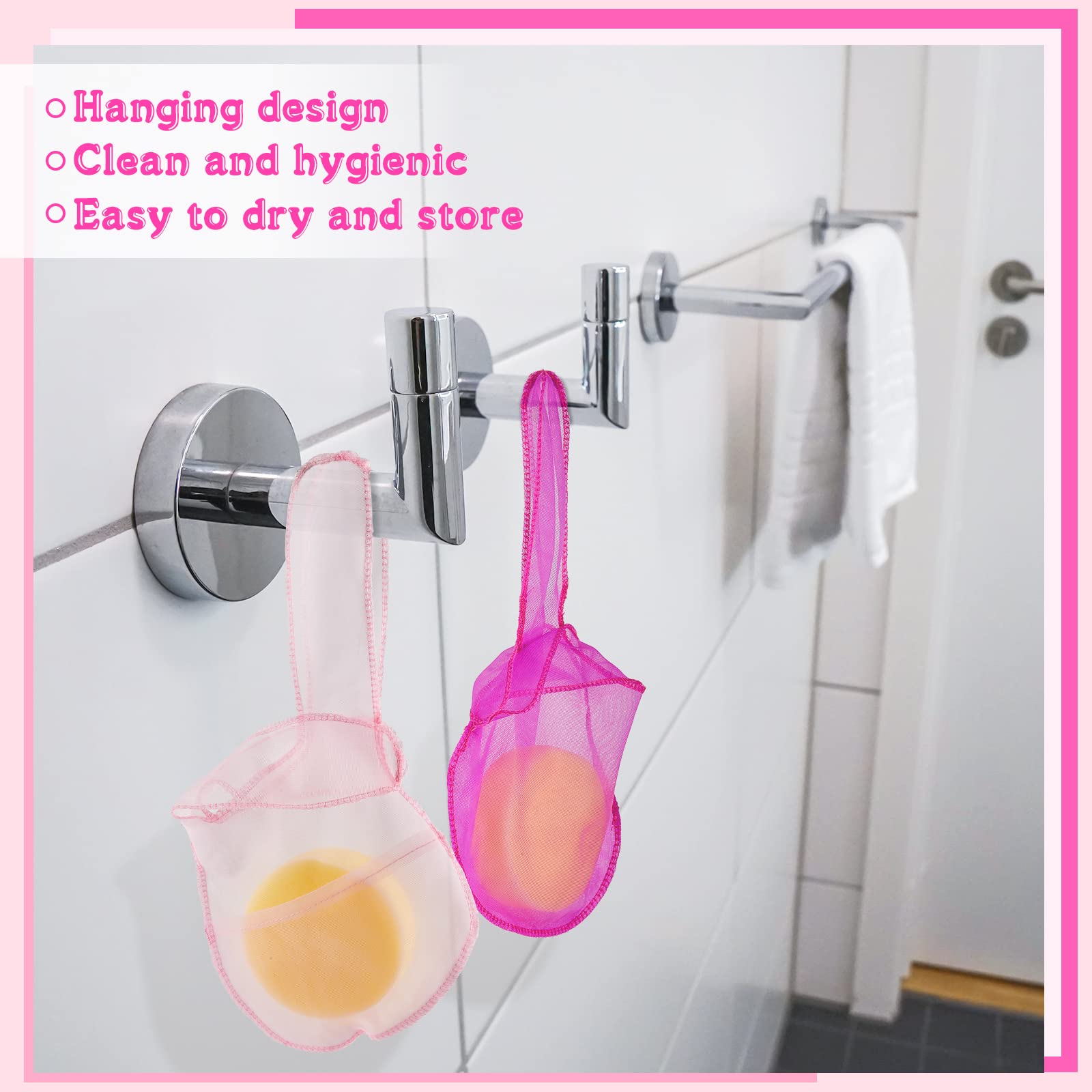 Nuanchu 2 Pcs Shampoo Bar Holder Bag Soap Saver Bag Beauty Shampoo Conditioner Bar Pouch Rabbit Shape Travel Soap Holder Loofah