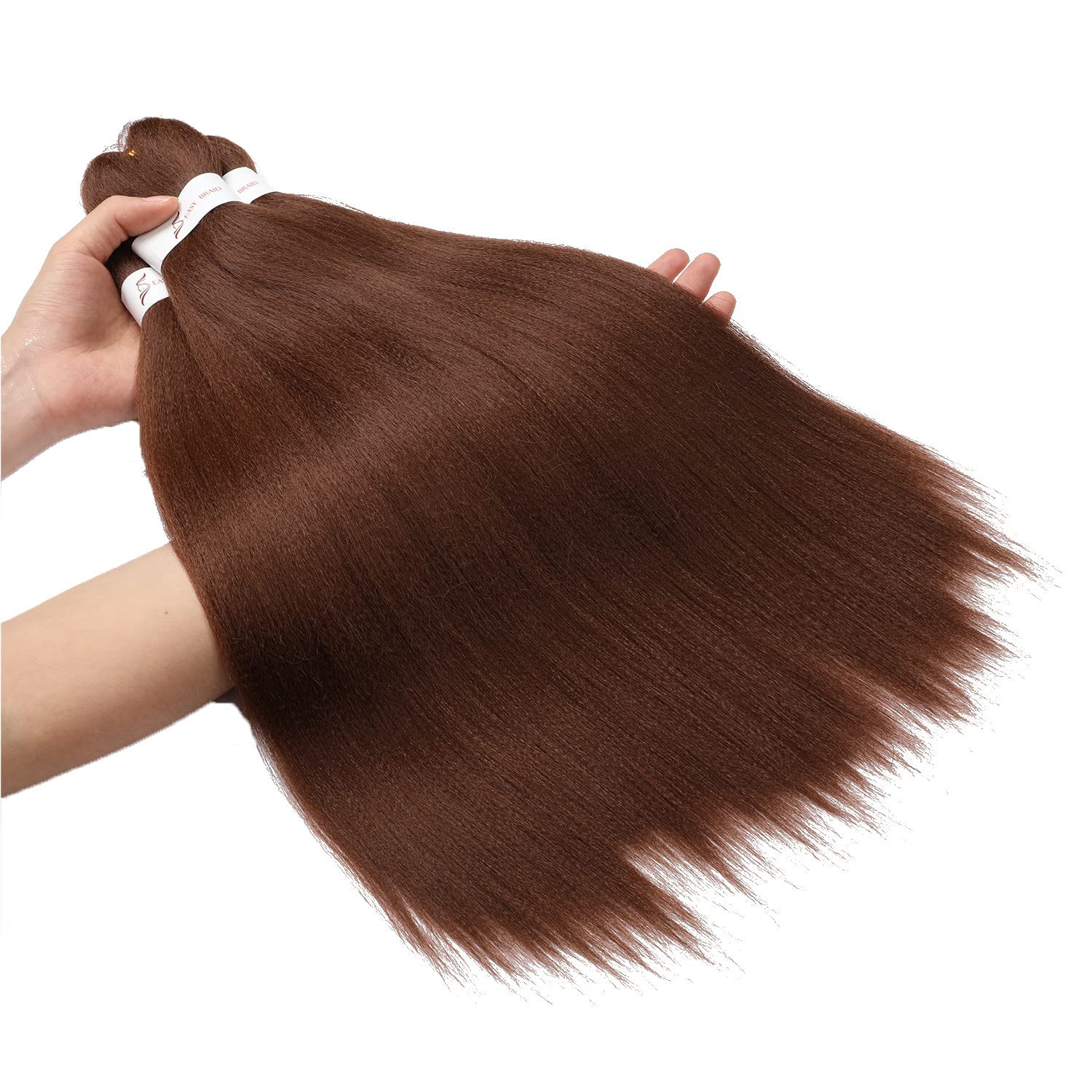 Ubeleco Brown Braiding Hair Pre Stretched 20 Inch 8 Packs Color 30 Braiding Hair Auburn Soft Yaki Texture, No Itch, Hot Water Se