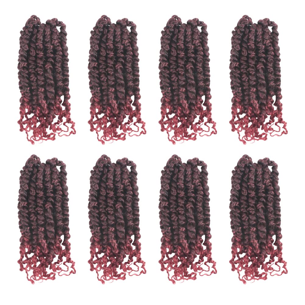 The BOHOBABE Pre-twisted Passion Twist Crochet Hair 6 Inch Short Pre-looped Crochet Passion Twist Braiding Hair 8 Packs (T118)