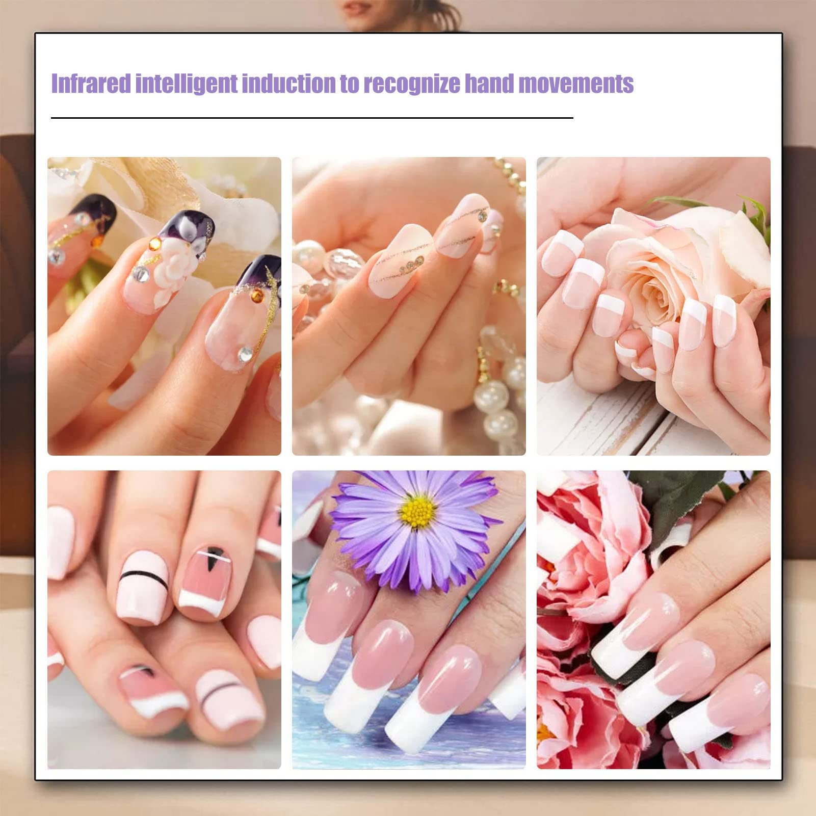 Air Nail Dryer, 300W Air Nail Fan Blow Dryer for Both Hands and Feet, Automatic Sensor Warm Cool Breeze, for Regular Nail Polish