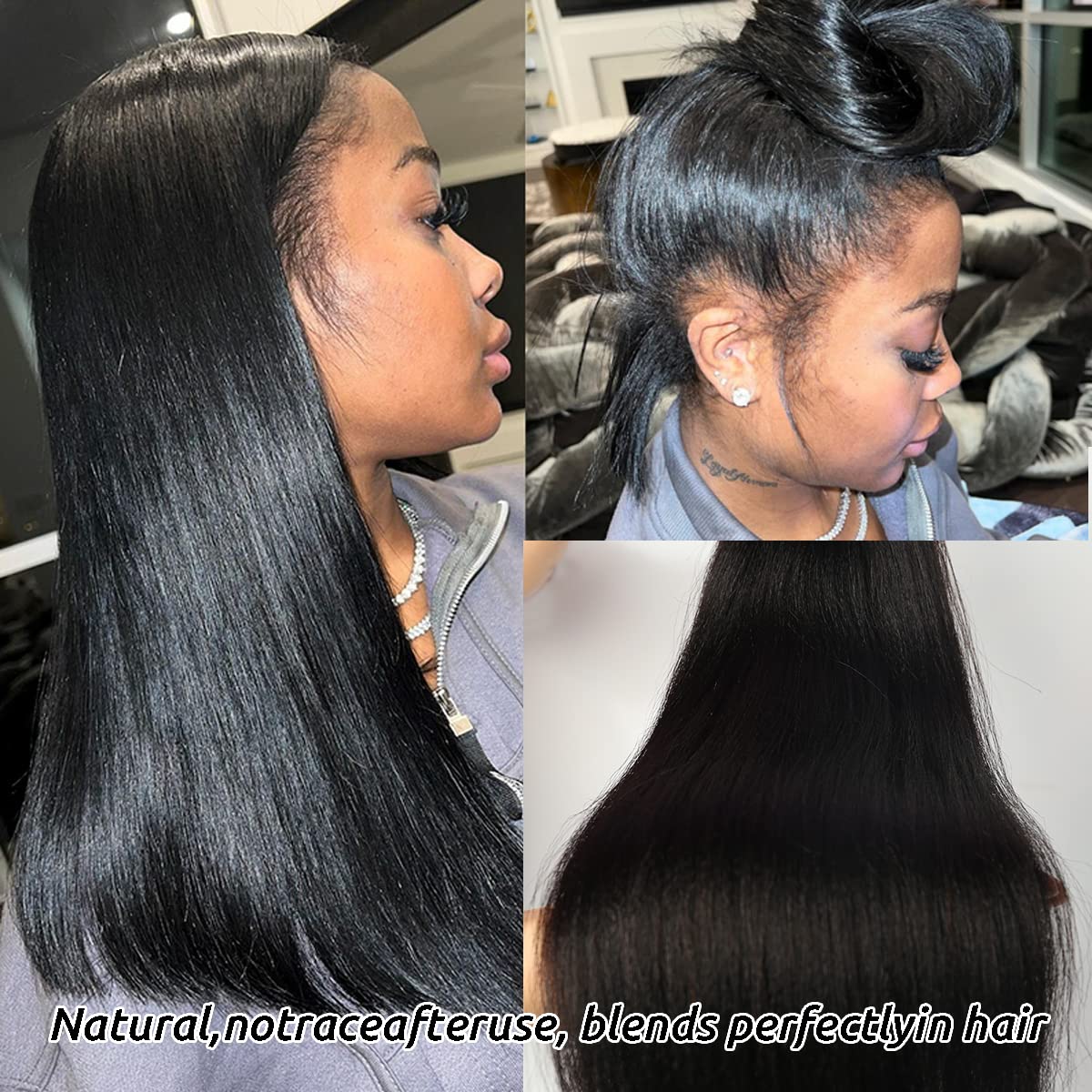 Light Yaki Straight Tape In Hair Extensions 9A Human Hair Pu Skin Weft Tape In Extensions Human Hair #1B Natural Black Color Yak