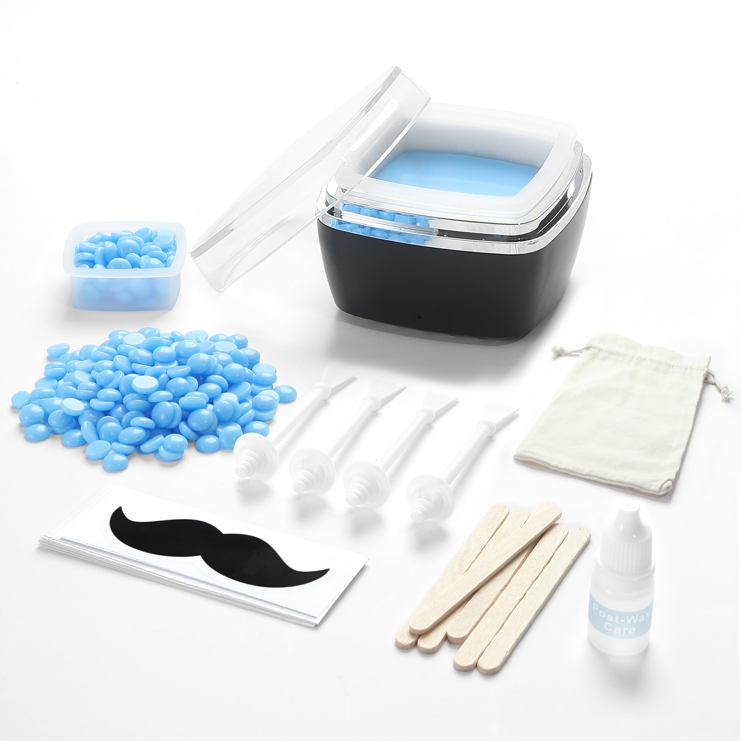 Nose Wax Kit - Mini Wax Warmer for Hair Removal with 100g Bens,1 Organizer Bag,10 Applicators, 30 Nose Hair Sticks 2 Silicone Po