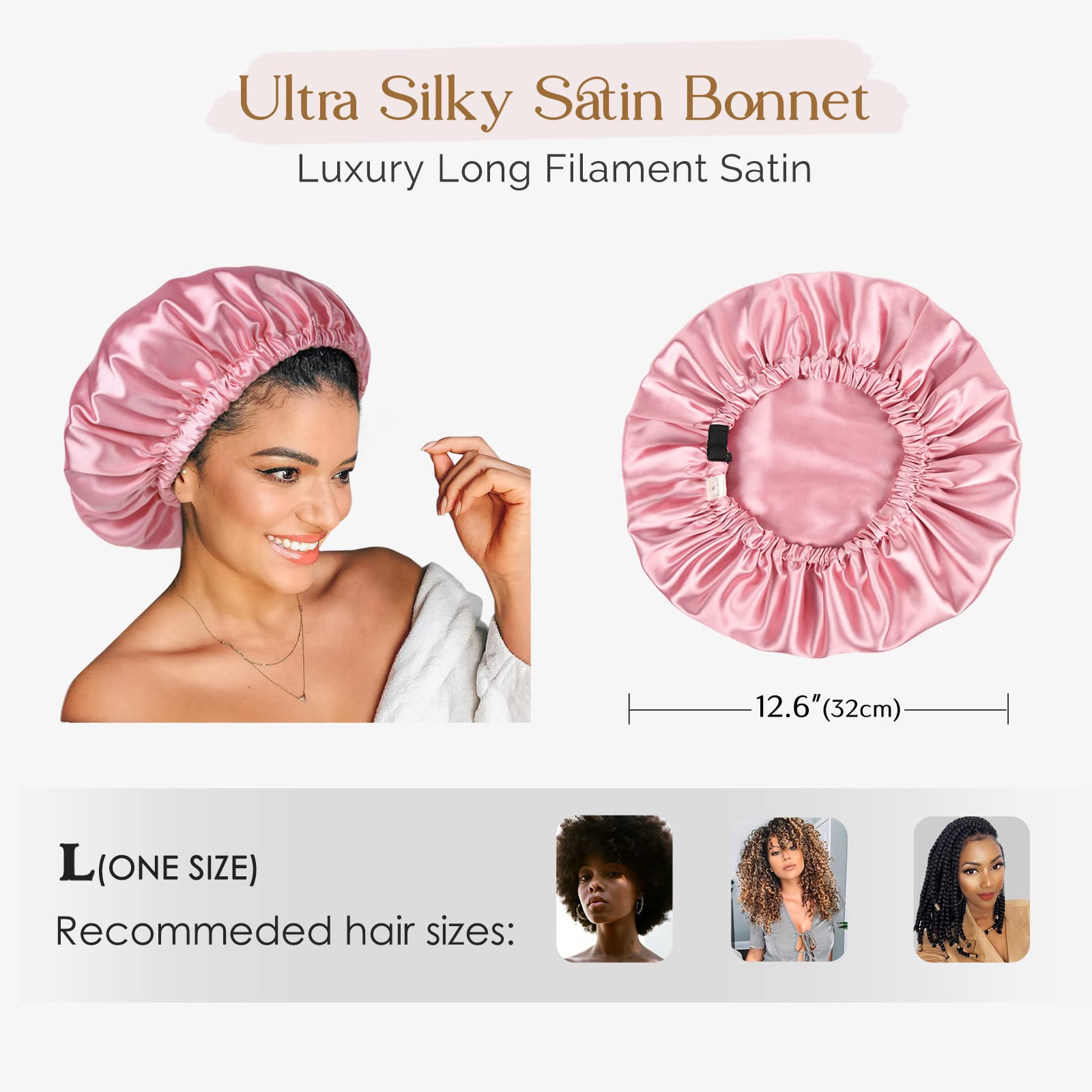 Yanibest Satin Bonnet For Sleeping, Hair Bonnets For Women And Men, Double Layer Ajustable Silky Bonnet For Curly Braids Hair Ro
