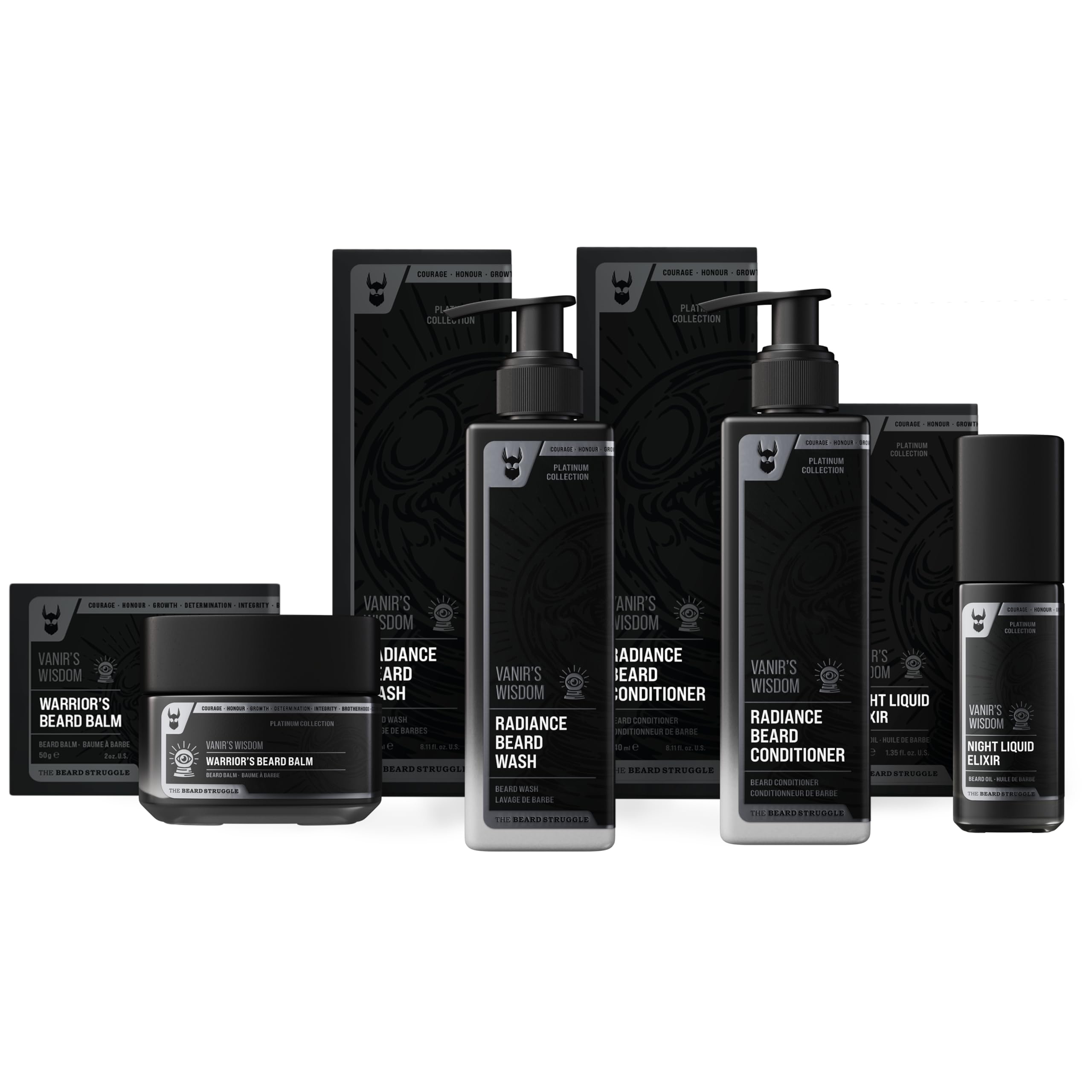 The Beard Struggle Men'S Beard Care Kit Including Beard Balm, Beard Oil, Beard Wash, & Beard Conditioner - Platinum Collection -