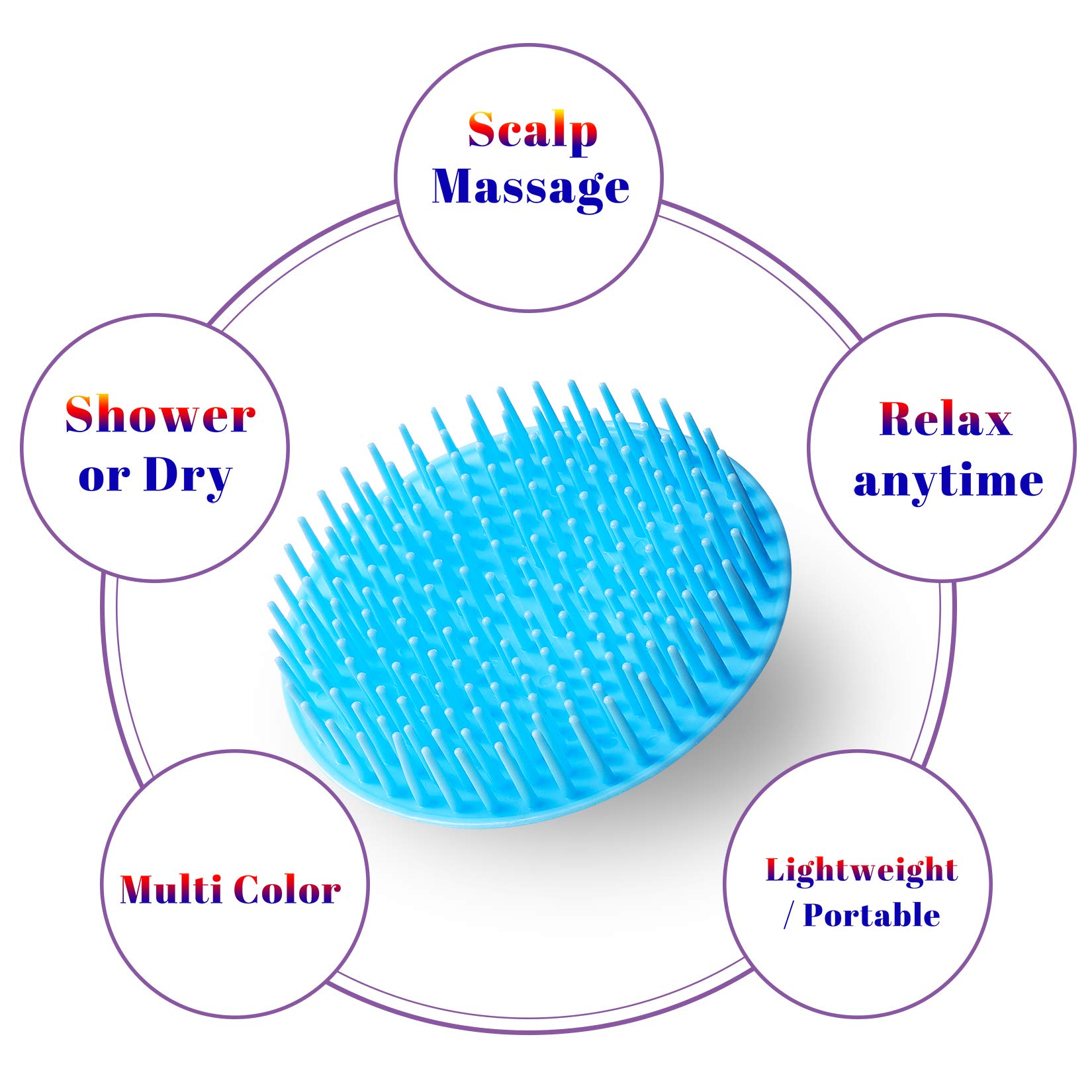 Yealife 4Pack Hair Scalp Exfoliator Brush Dandruff Cleaning Brush, Flexible Scalp Massager Brush, Shower Scalp Shampoo Brush For