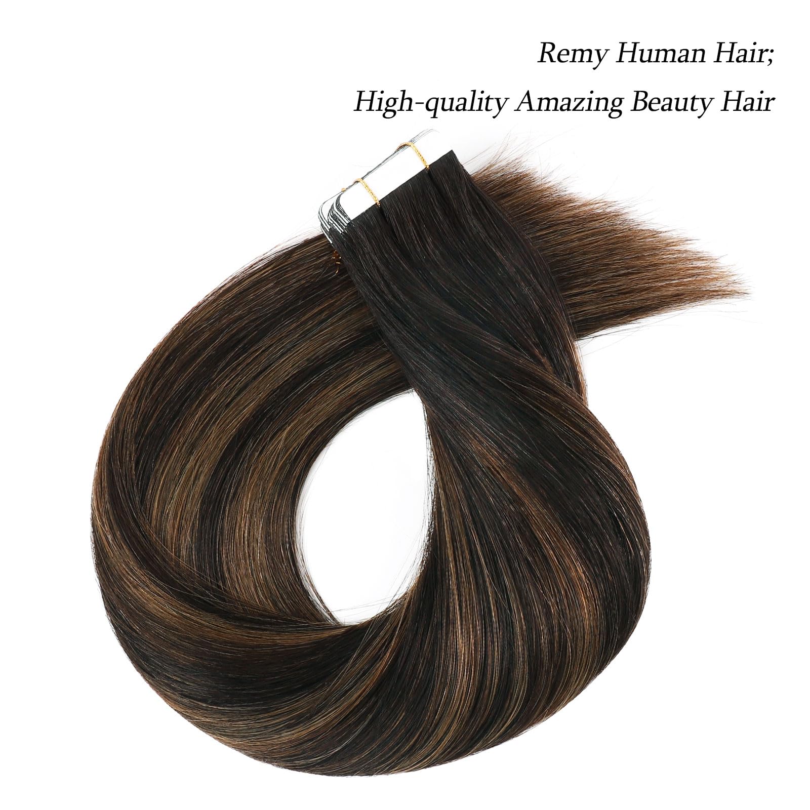 Abh Amazingbeauty Hair 22 Inch Remy Tape In Hair Extensions Human Hair Rooted Darkest Brown Highlighted Chestnut Brown Seamless