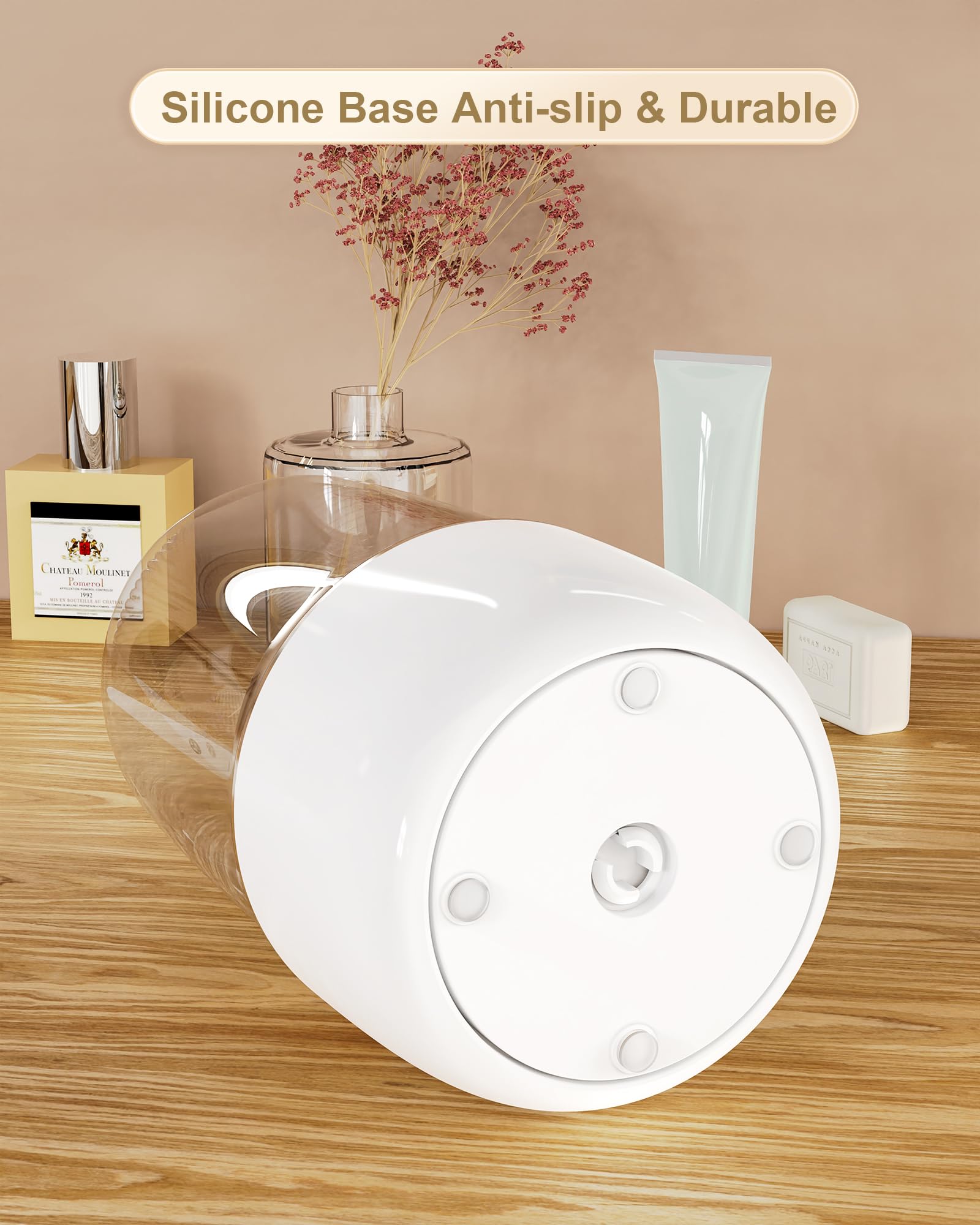 Anylady Makeup Brush Holder for Vanity - 360 Rotating Makeup Brush Organizer (Thicken Upgraded), Toothbrush Holder with Cover, C