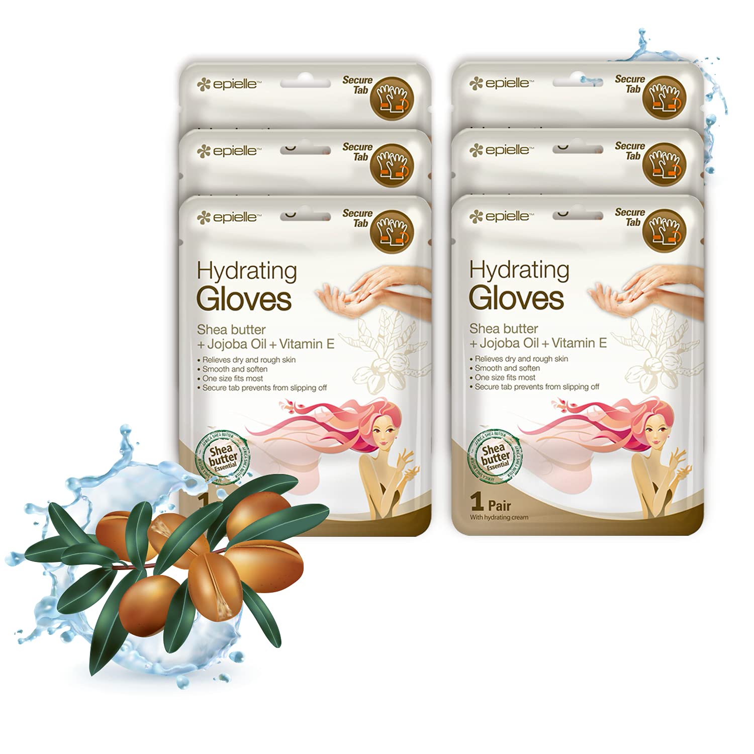 Epielle Hydrating Hand Masks (6Pk Gloves) For Dry Hands | Shea Butter, Jojoba Oil, Vitamin E | Intensive Spa Treatment | Beauty